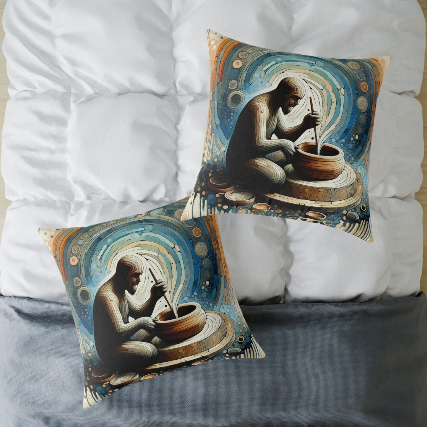 Crafting Semantic Pottery Spun Polyester Pillow