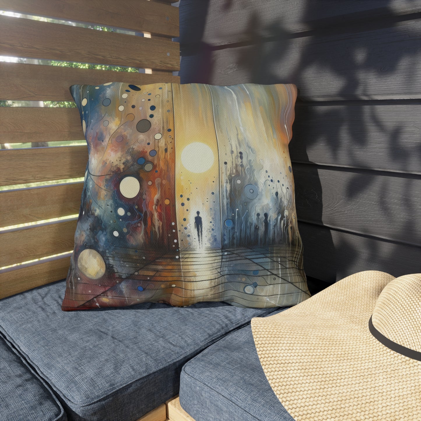 Stillness Transition Abstract Outdoor Pillows