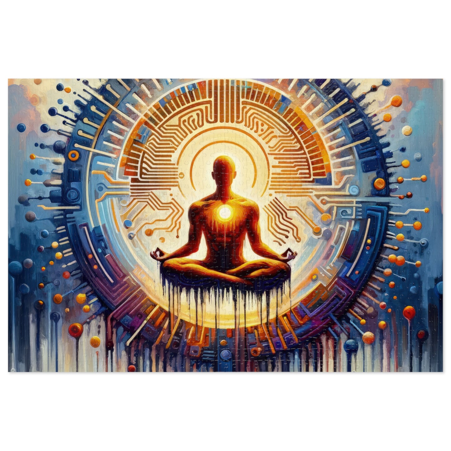 Meditative Technological Fusion Jigsaw Puzzle (30, 110, 252, 500,1000-Piece)
