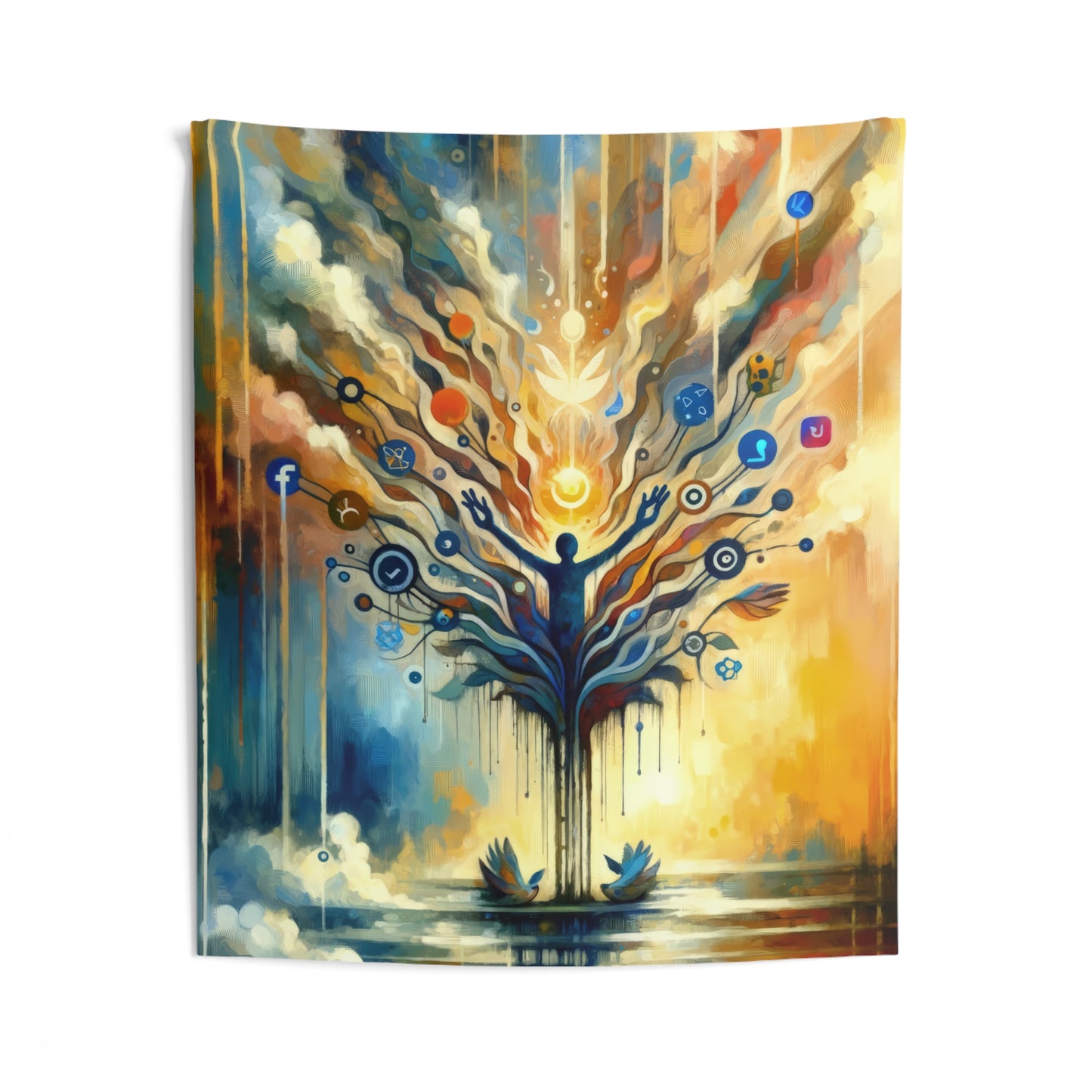 Reflective Digital Meditation Indoor Wall Tapestries