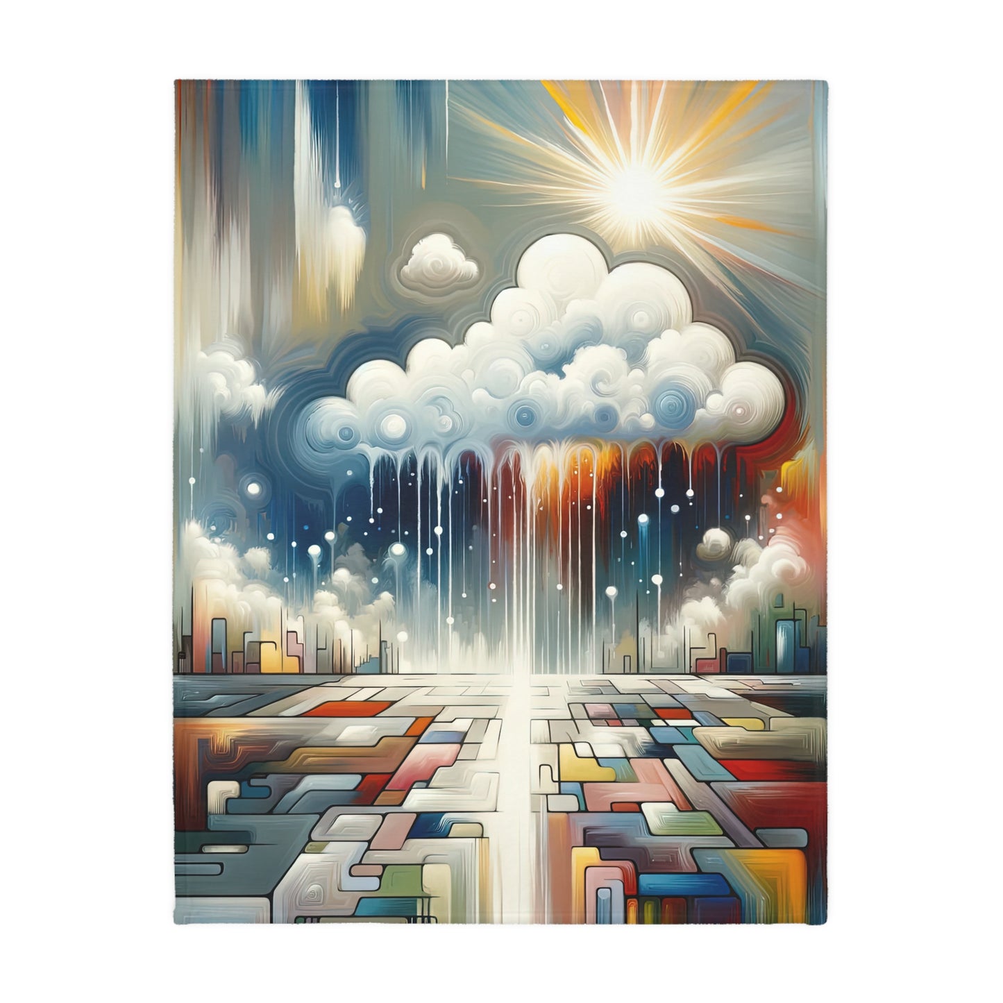 Grounding Silver Clouds Velveteen Microfiber Blanket (Two-sided print)