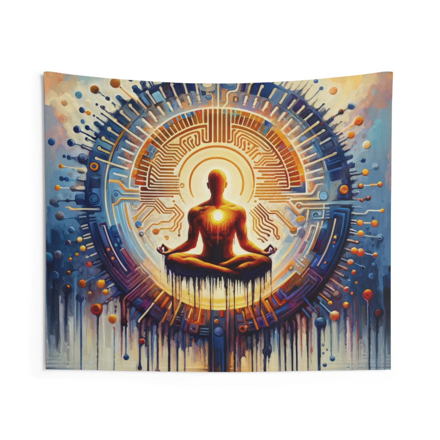 Meditative Technological Fusion Indoor Wall Tapestries