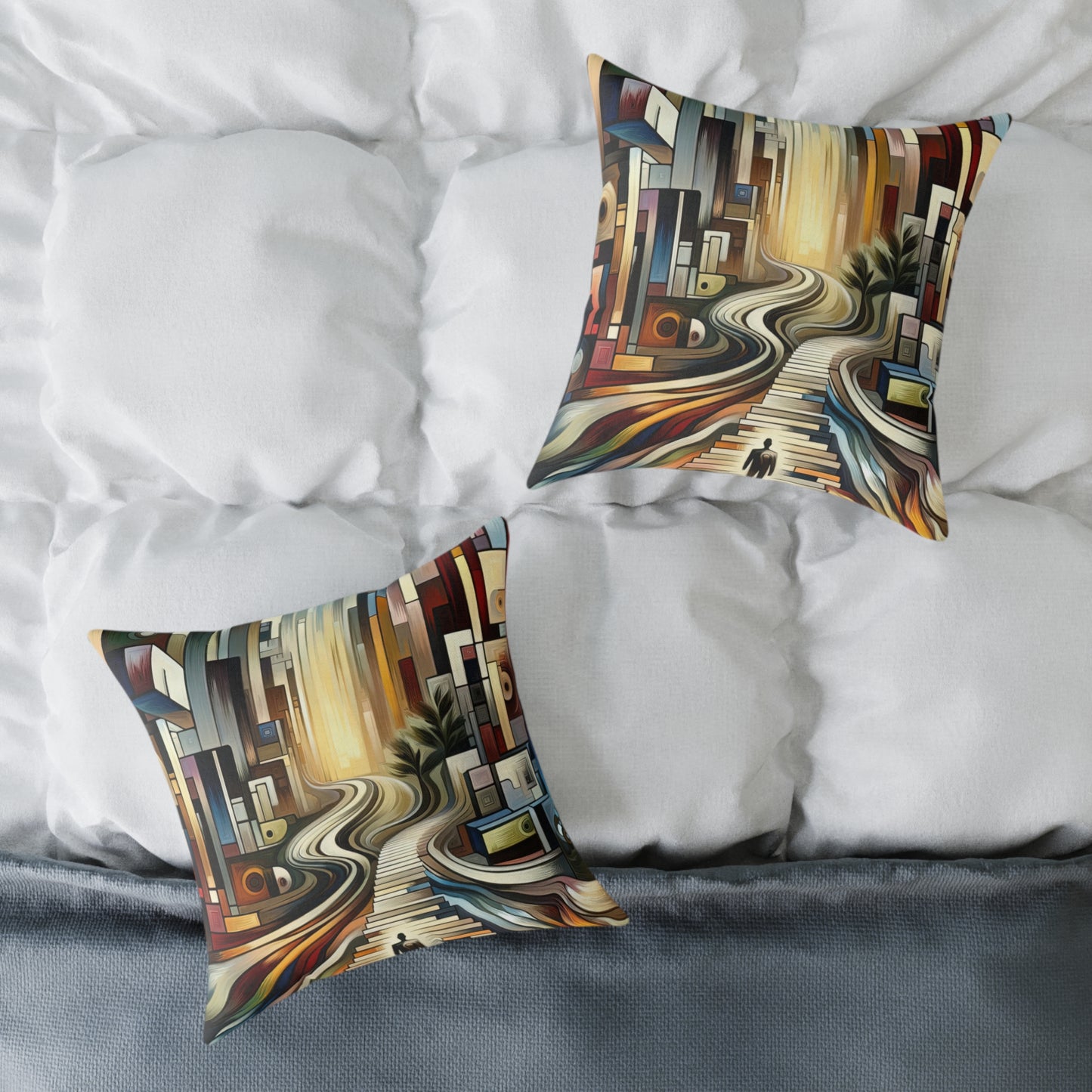 Relatable Journey Abstraction Spun Polyester Pillow