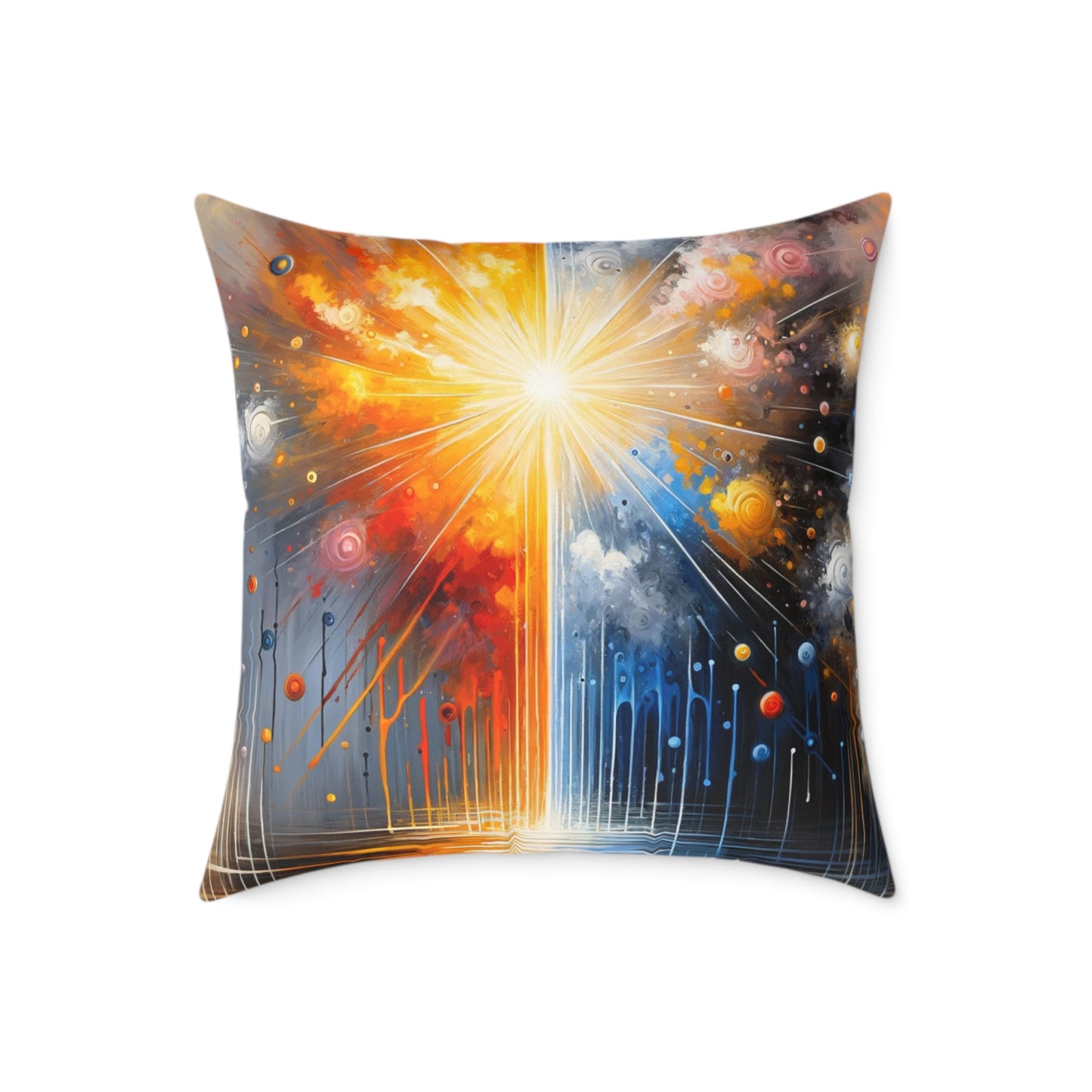 Luminous Abstract Tachism Spun Polyester Pillow