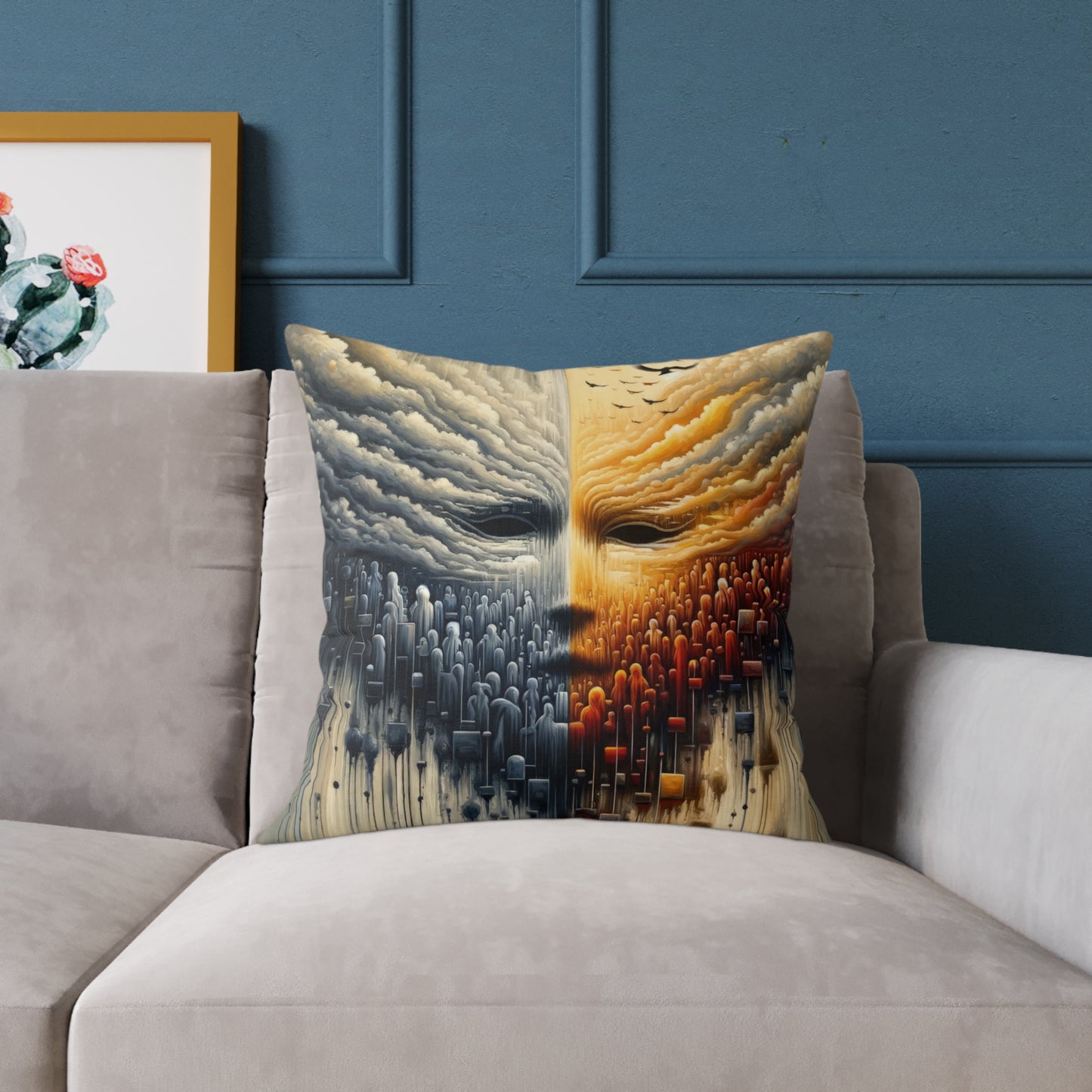 Subdued Revolutionary Currents Spun Polyester Pillow