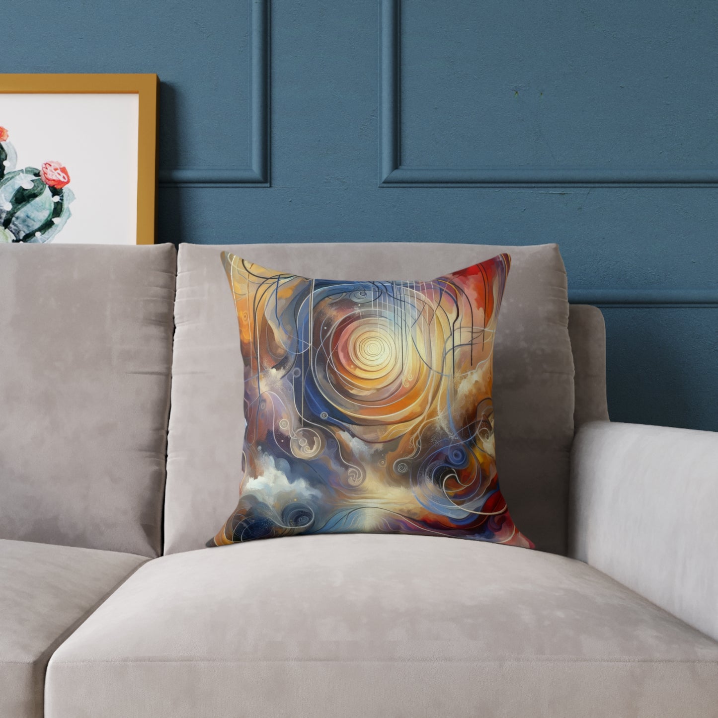 Presence Anchored Tachism Spun Polyester Pillow