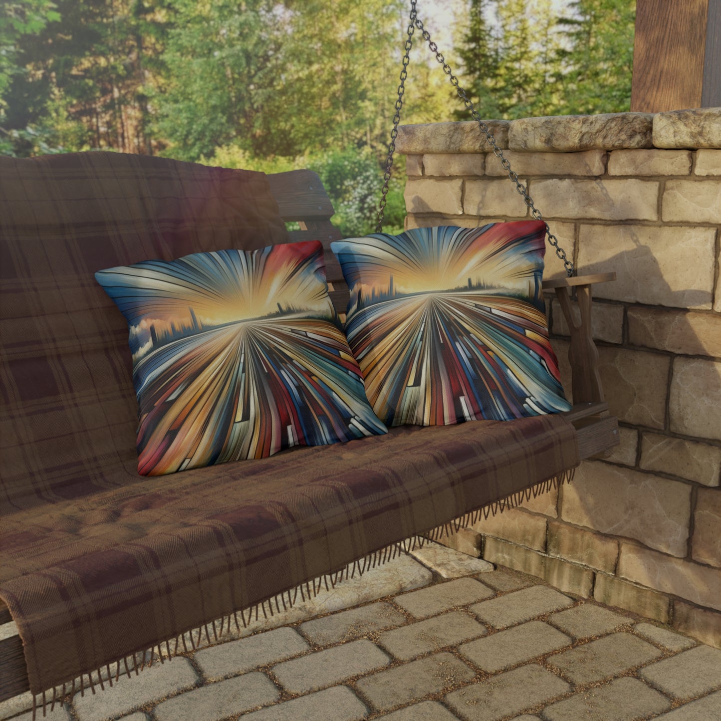 Strategic Horizon Tachism Outdoor Pillows
