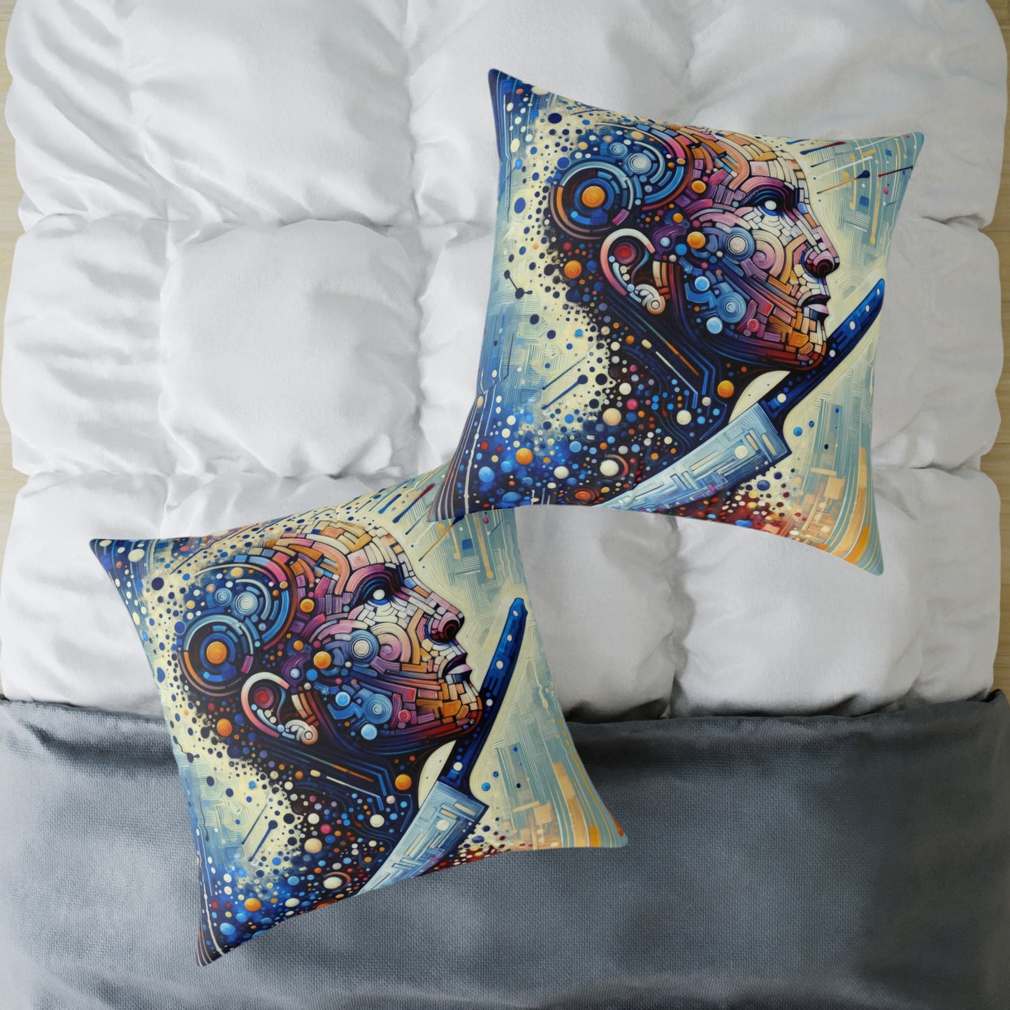 Digital Carving Abstract Spun Polyester Pillow