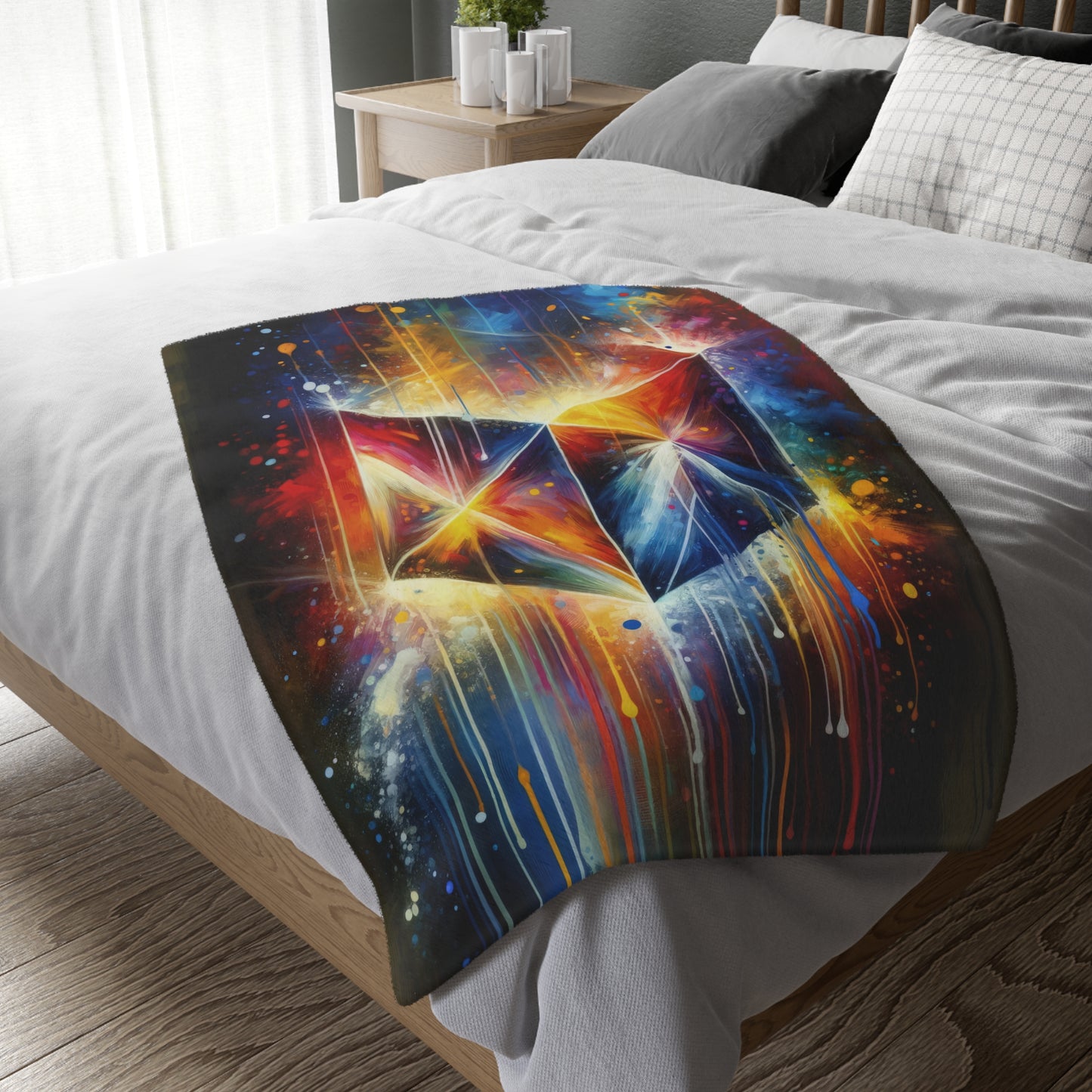Prismatic Light Spectrum Velveteen Microfiber Blanket (Two-sided print)