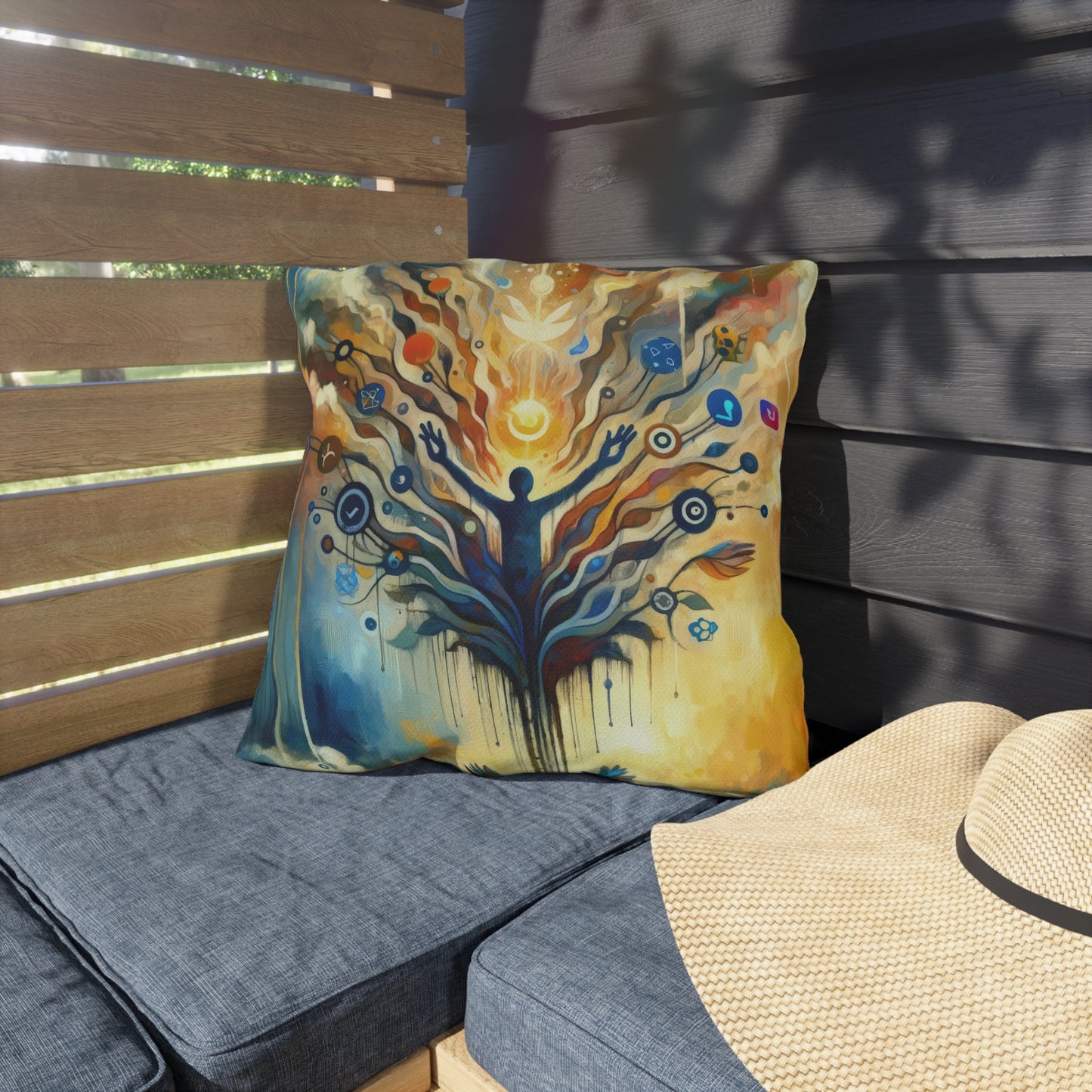 Reflective Digital Meditation Outdoor Pillows