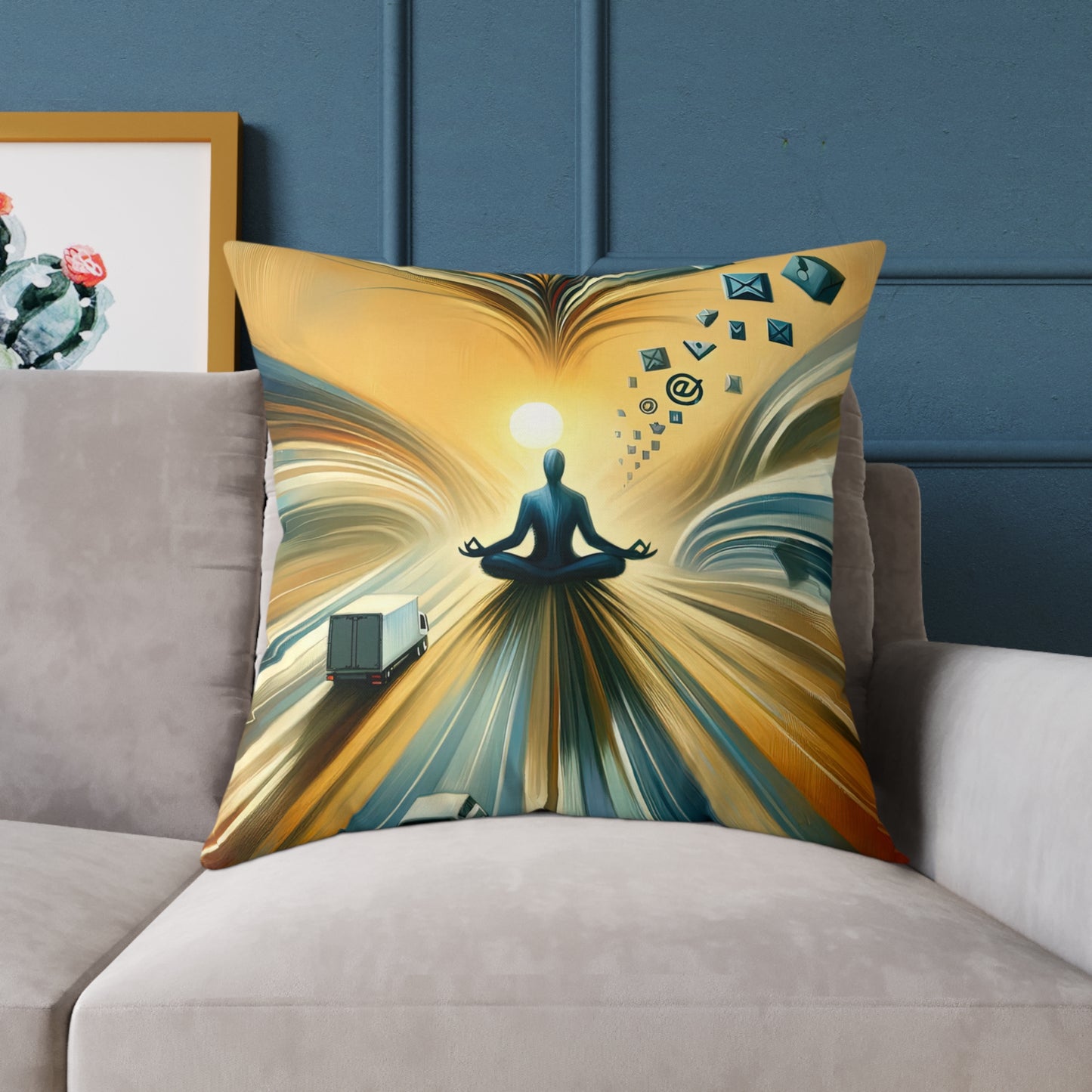 Meditative Commute Flow Spun Polyester Pillow