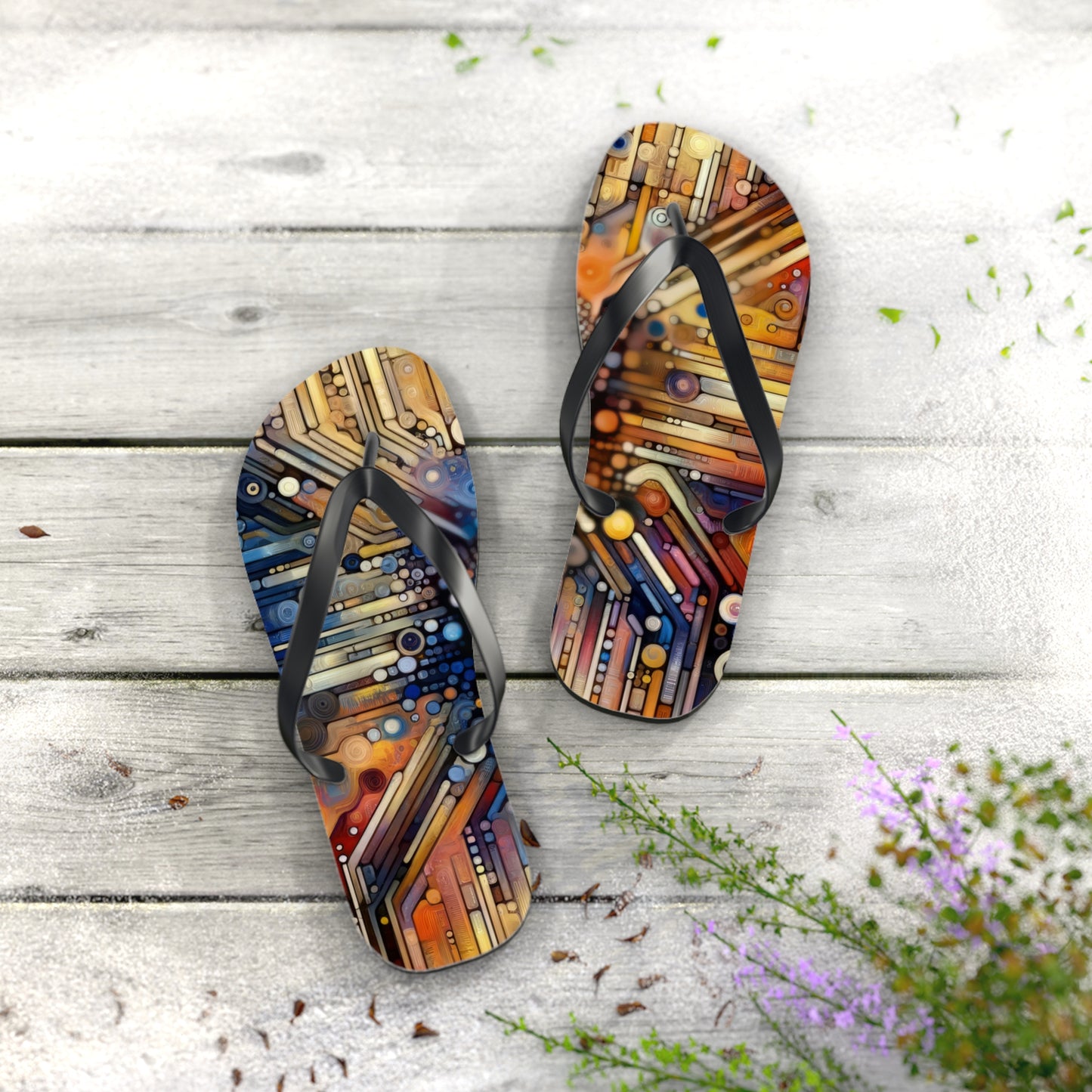 Digital Rhythm Tapestry Flip Flops