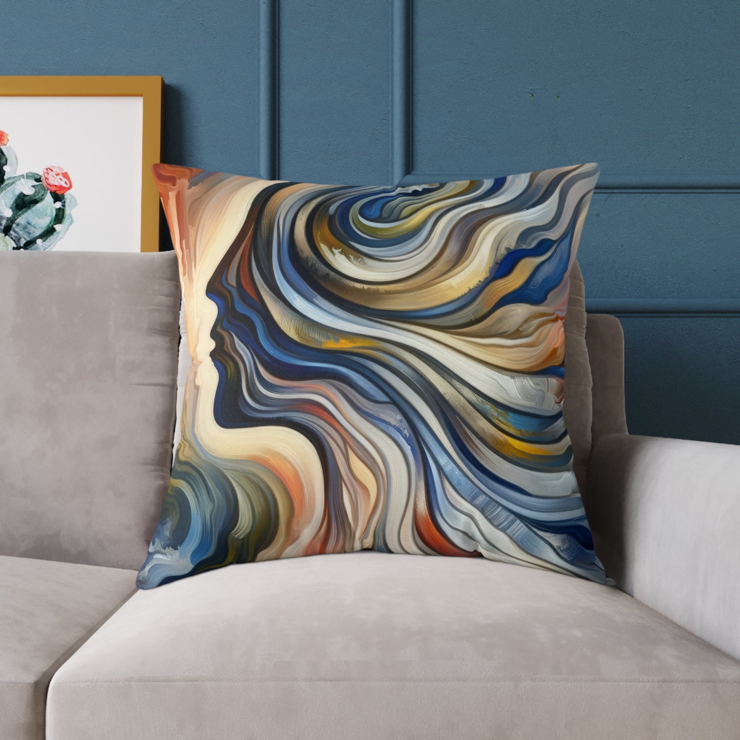 Diplomatic Emotional Currents Spun Polyester Pillow