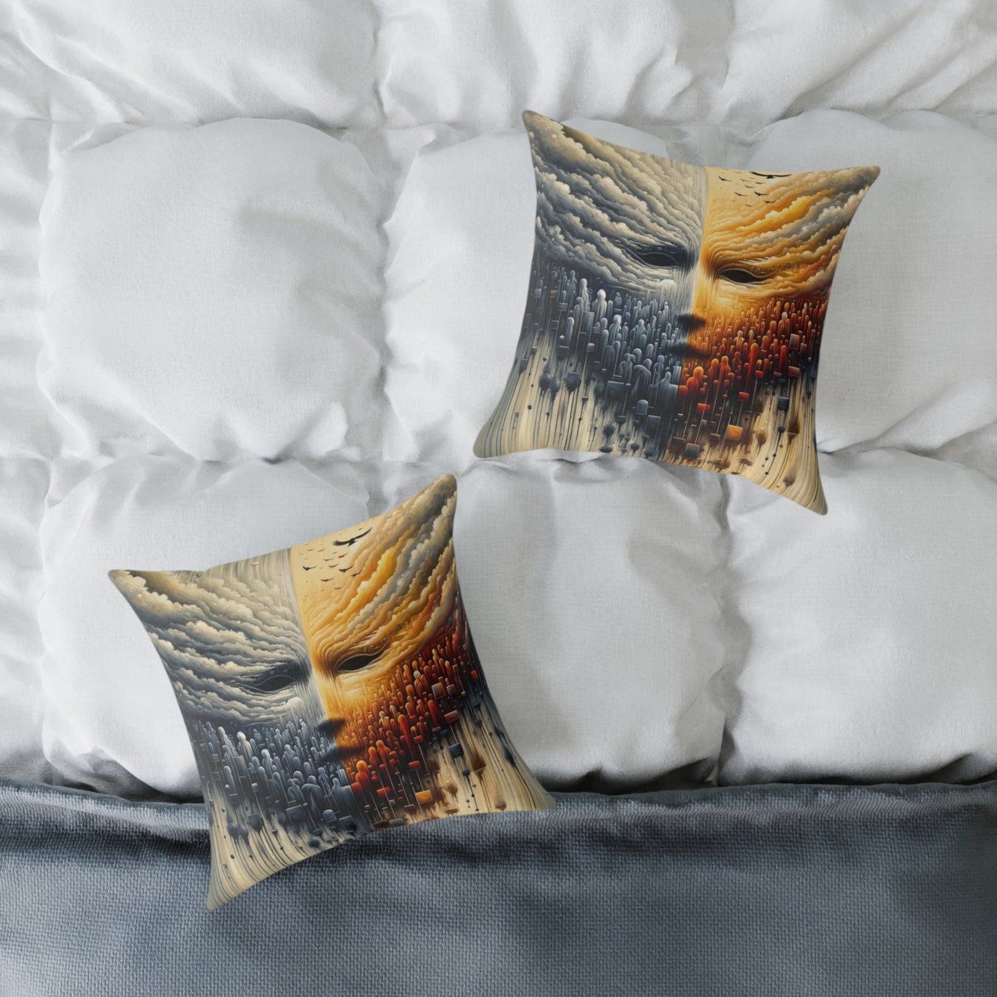 Subdued Revolutionary Currents Spun Polyester Pillow