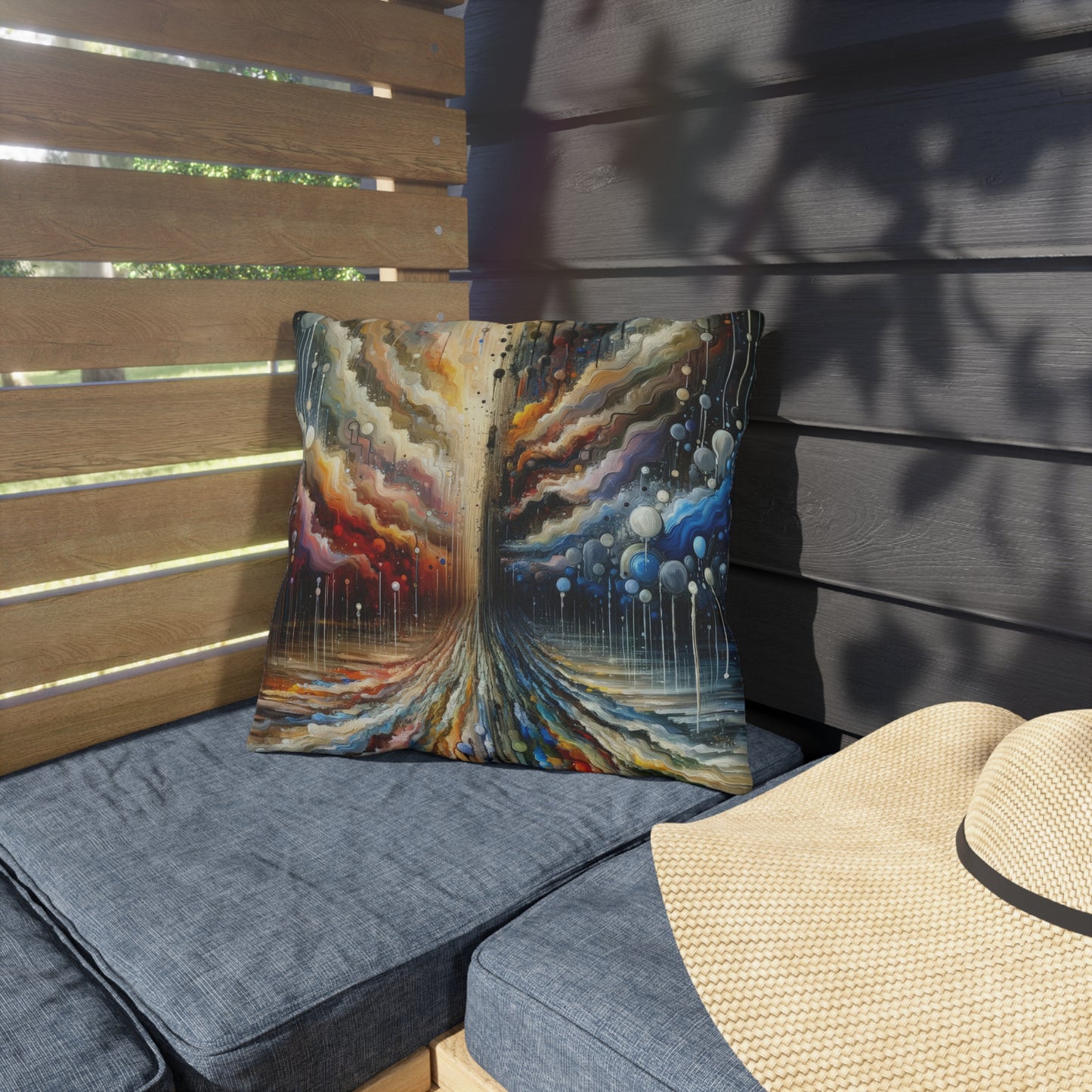 Linguistic Resonance Cascade Outdoor Pillows