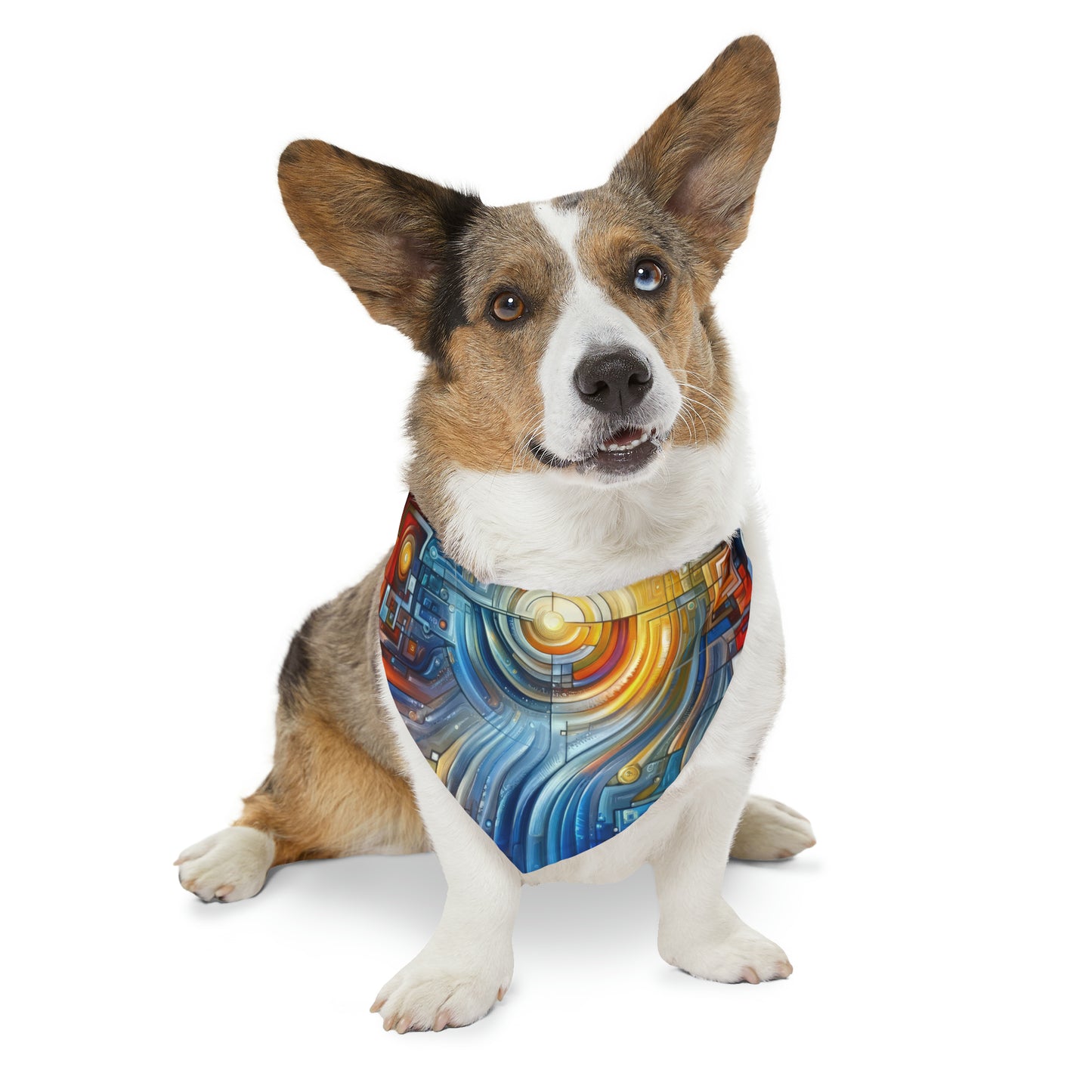 Digital Tachism Connectivity Pet Bandana Collar
