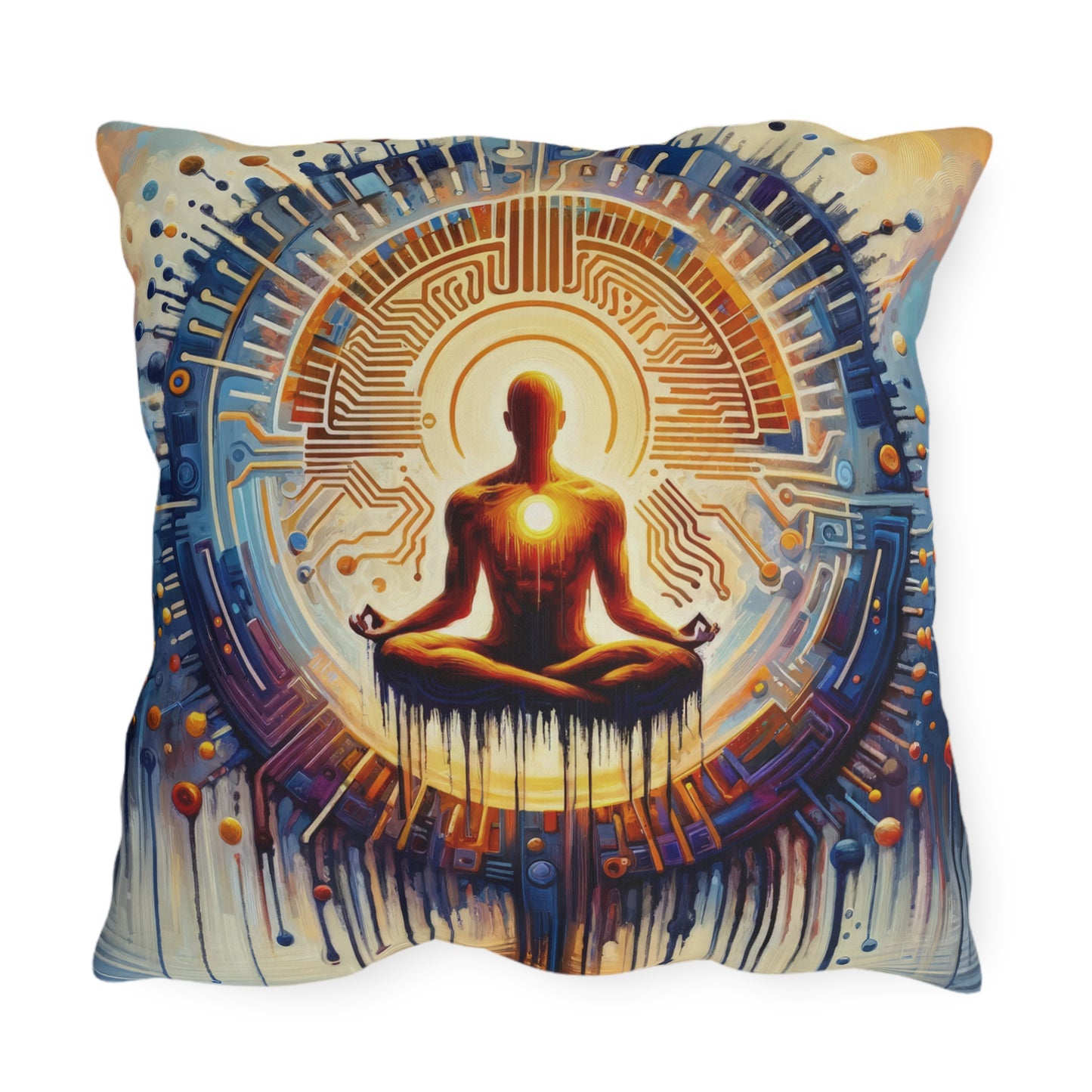 Meditative Technological Fusion Outdoor Pillows