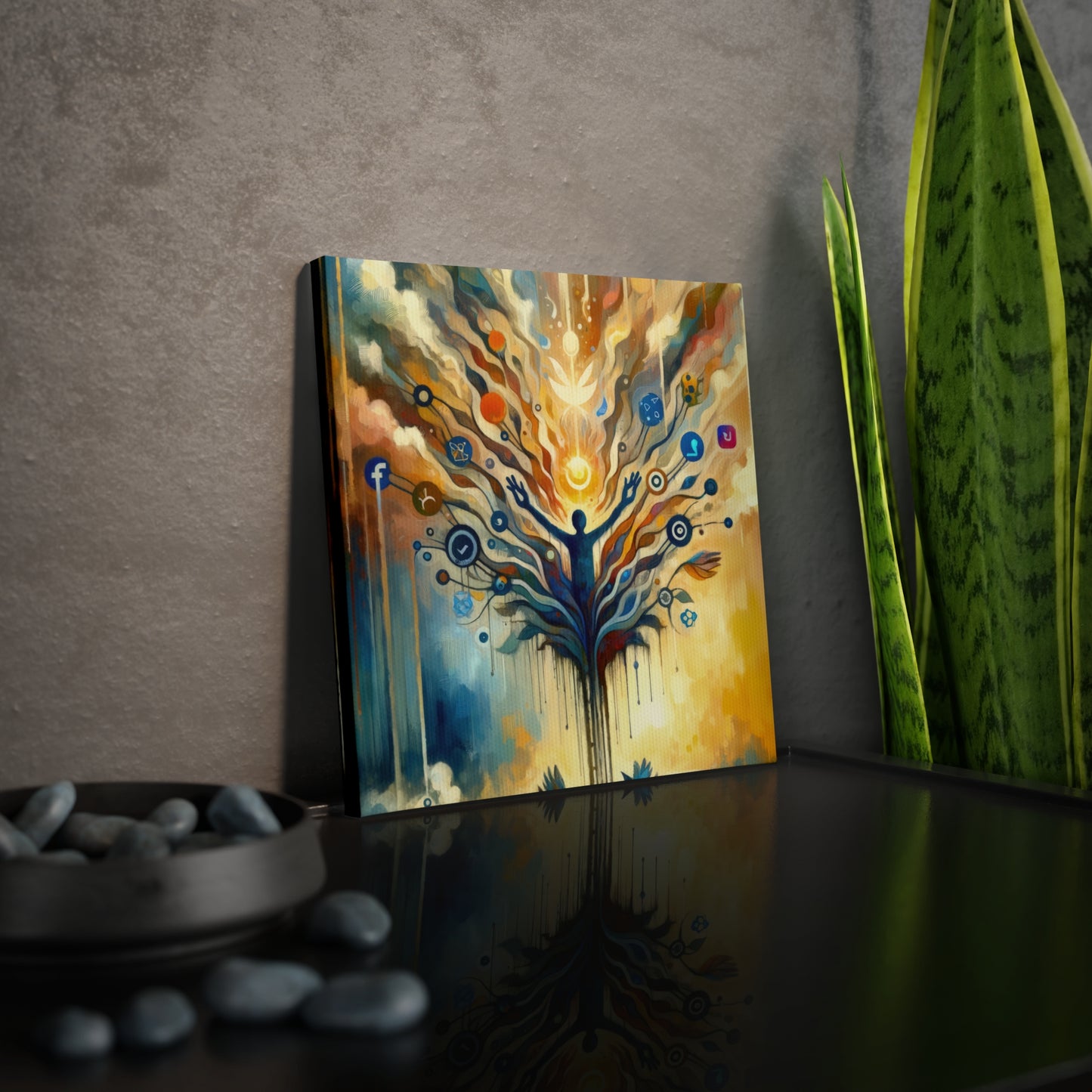 Reflective Digital Meditation Canvas Photo Tile