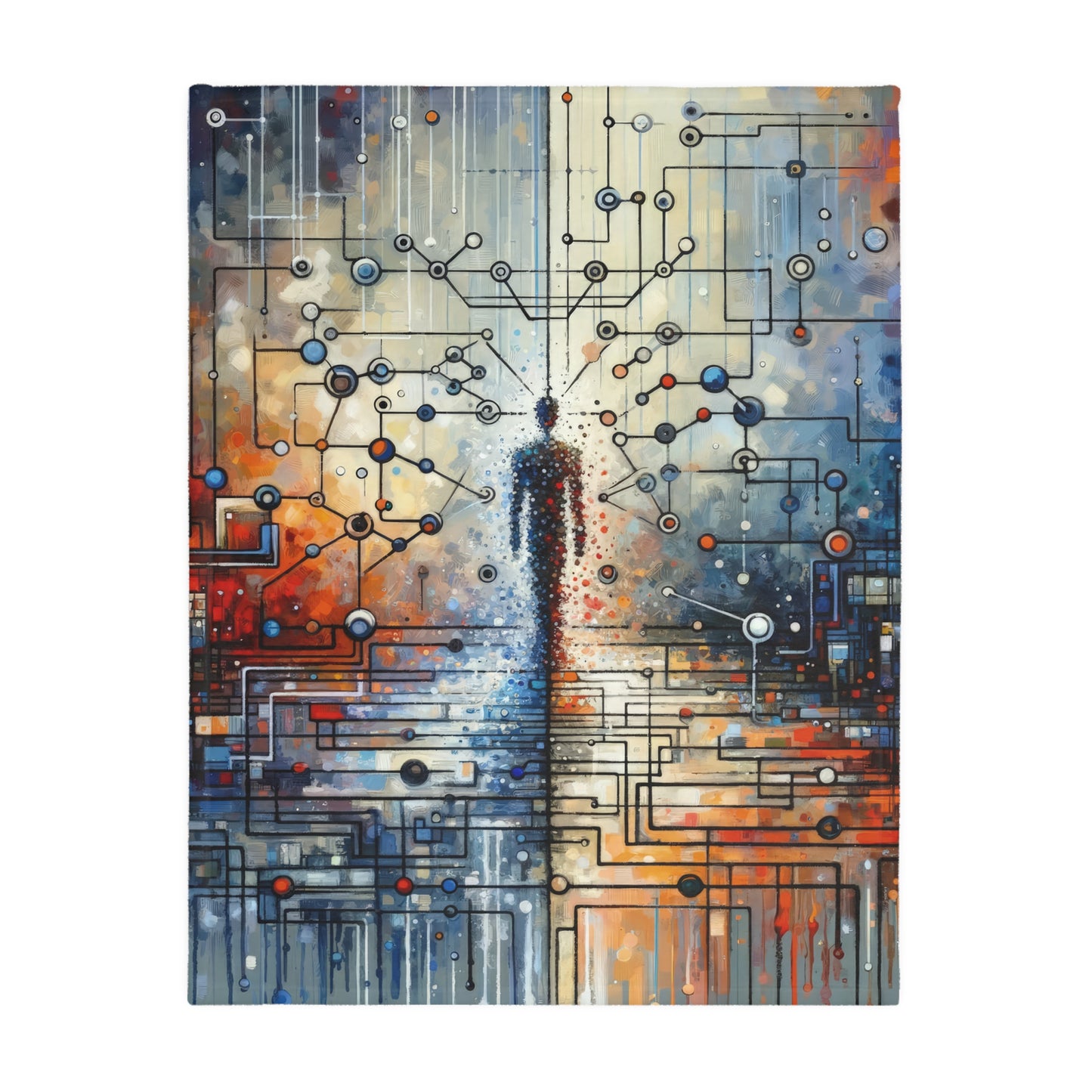 Technological Connectivity Bridge Velveteen Microfiber Blanket (Two-sided print)