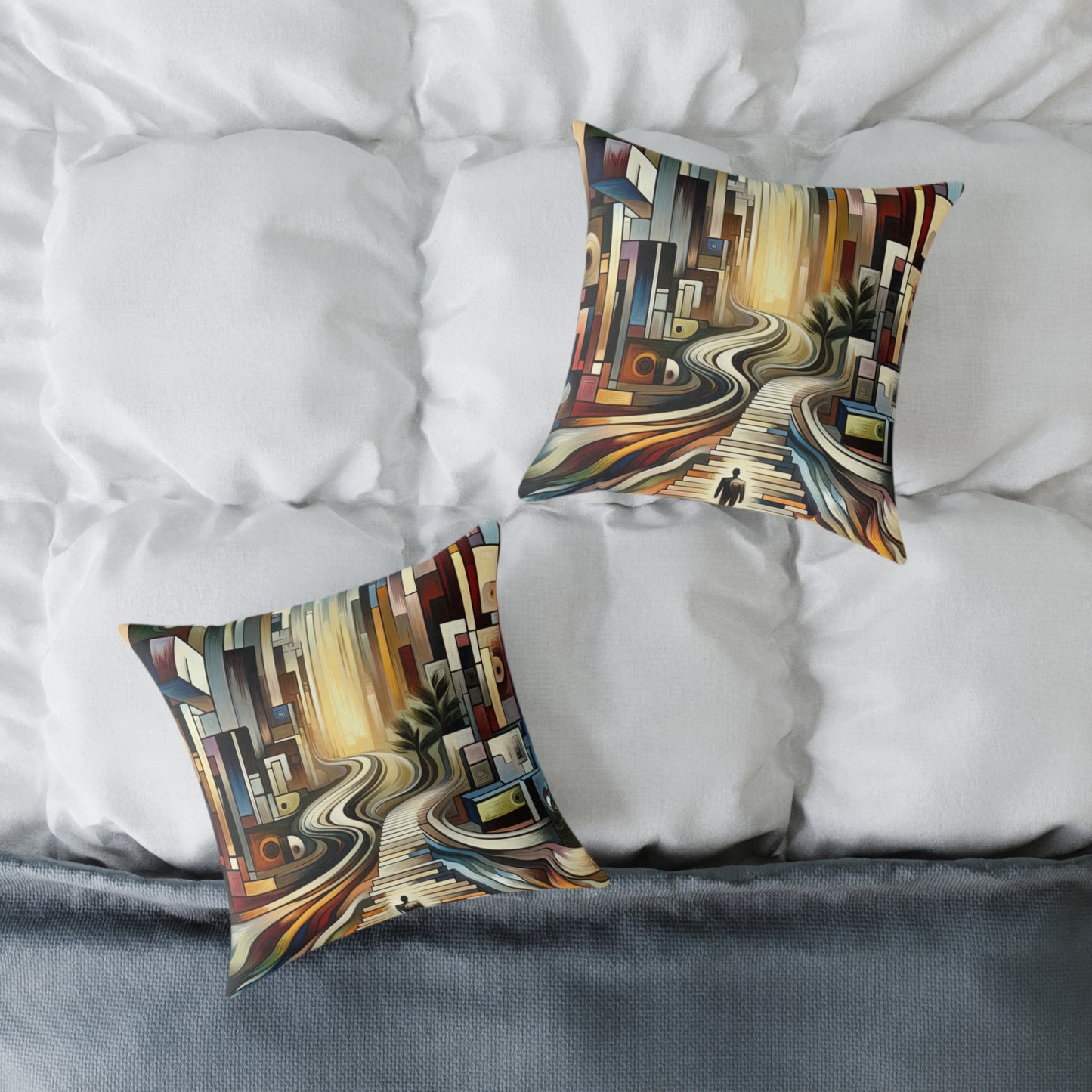 Relatable Journey Abstraction Spun Polyester Pillow
