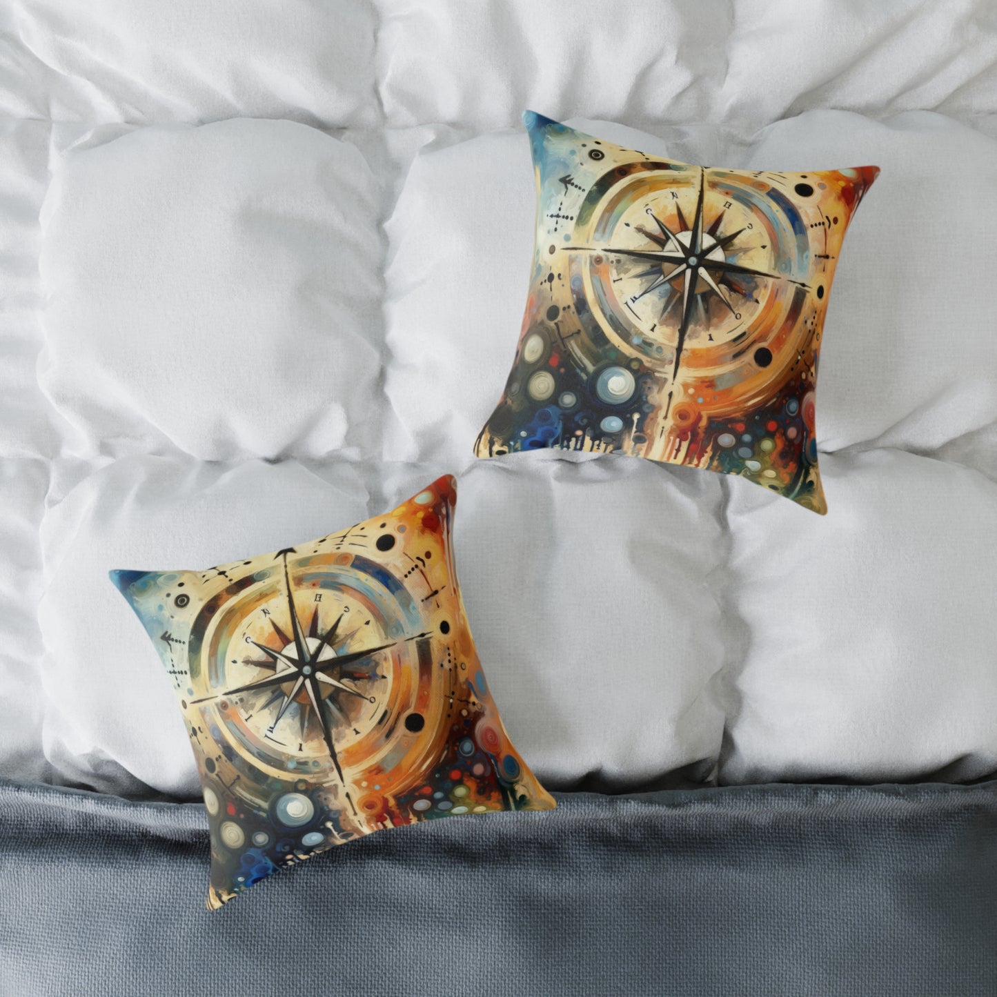 Guidance Abstract Compass Spun Polyester Pillow
