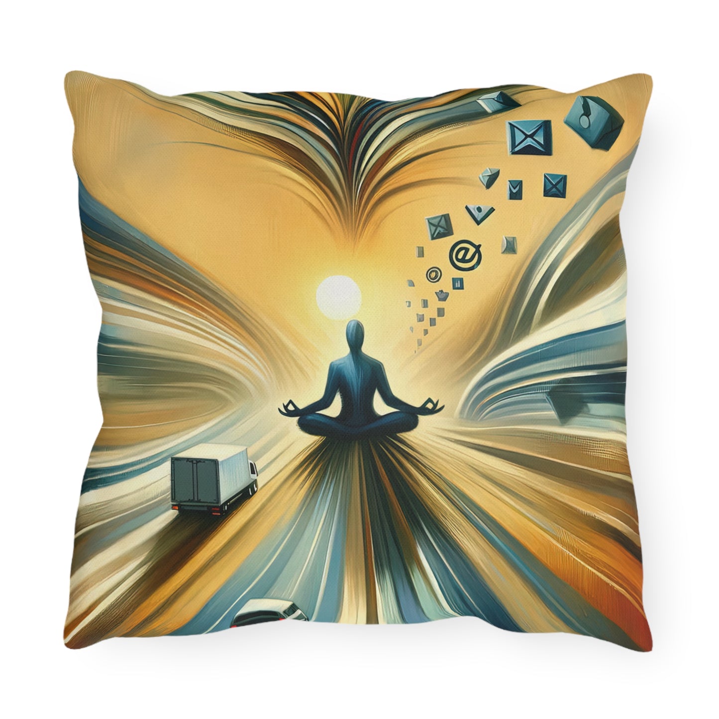 Meditative Commute Flow Outdoor Pillows