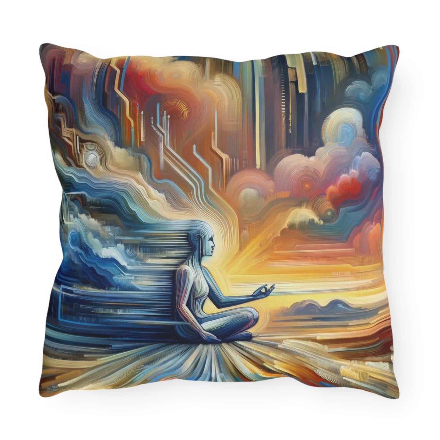 Eternal Digital Meditation Outdoor Pillows