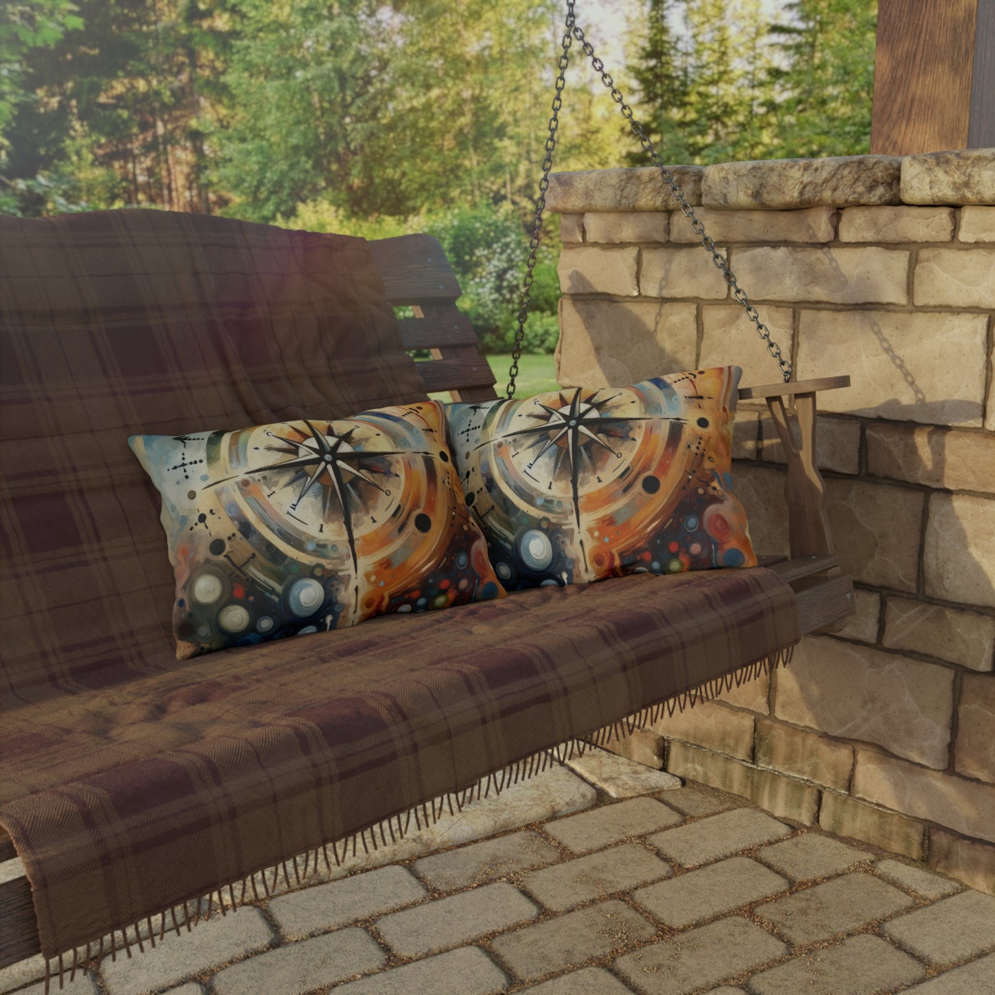 Guidance Abstract Compass Outdoor Pillows