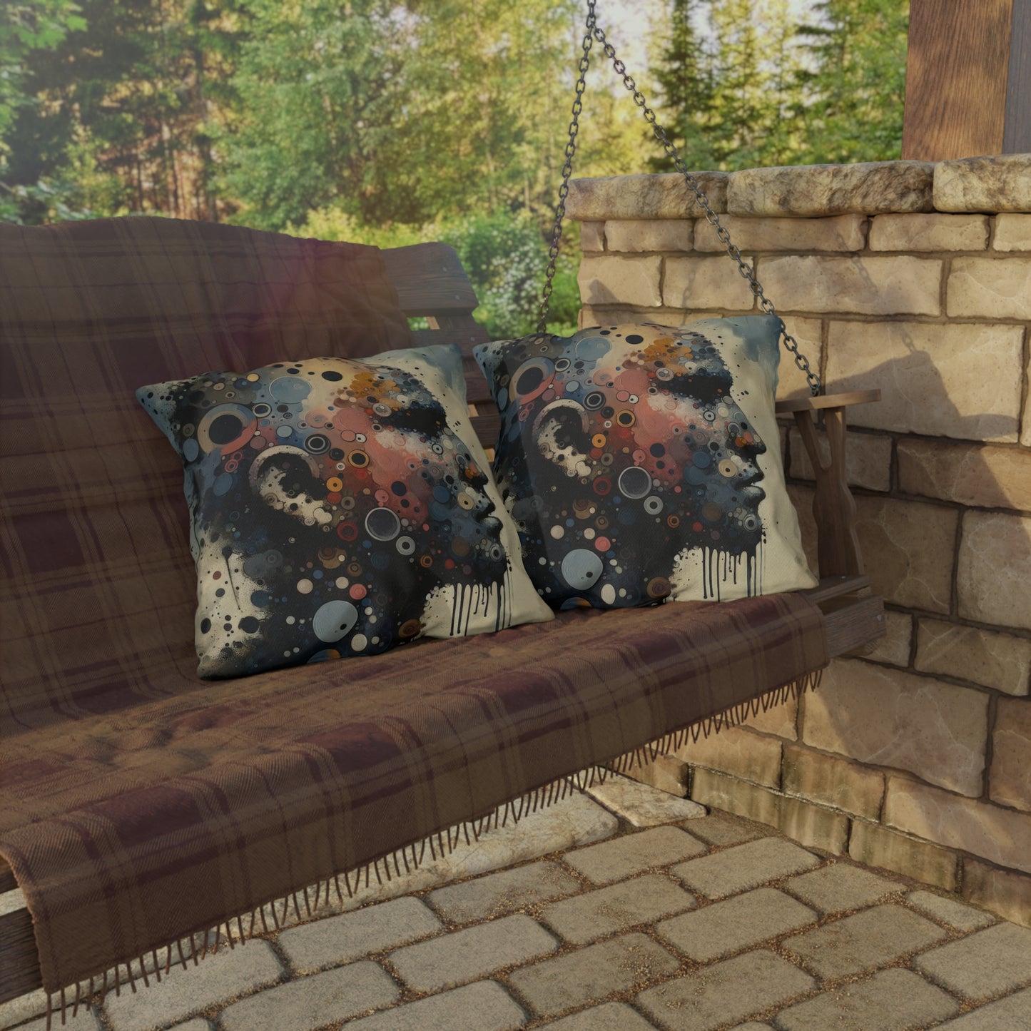 Reflective Tachism Contemplation Outdoor Pillows