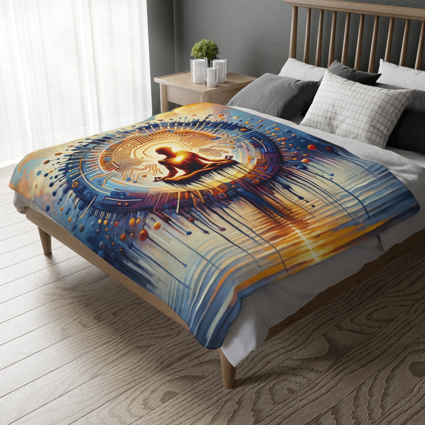 Meditative Technological Fusion Velveteen Microfiber Blanket (Two-sided print)