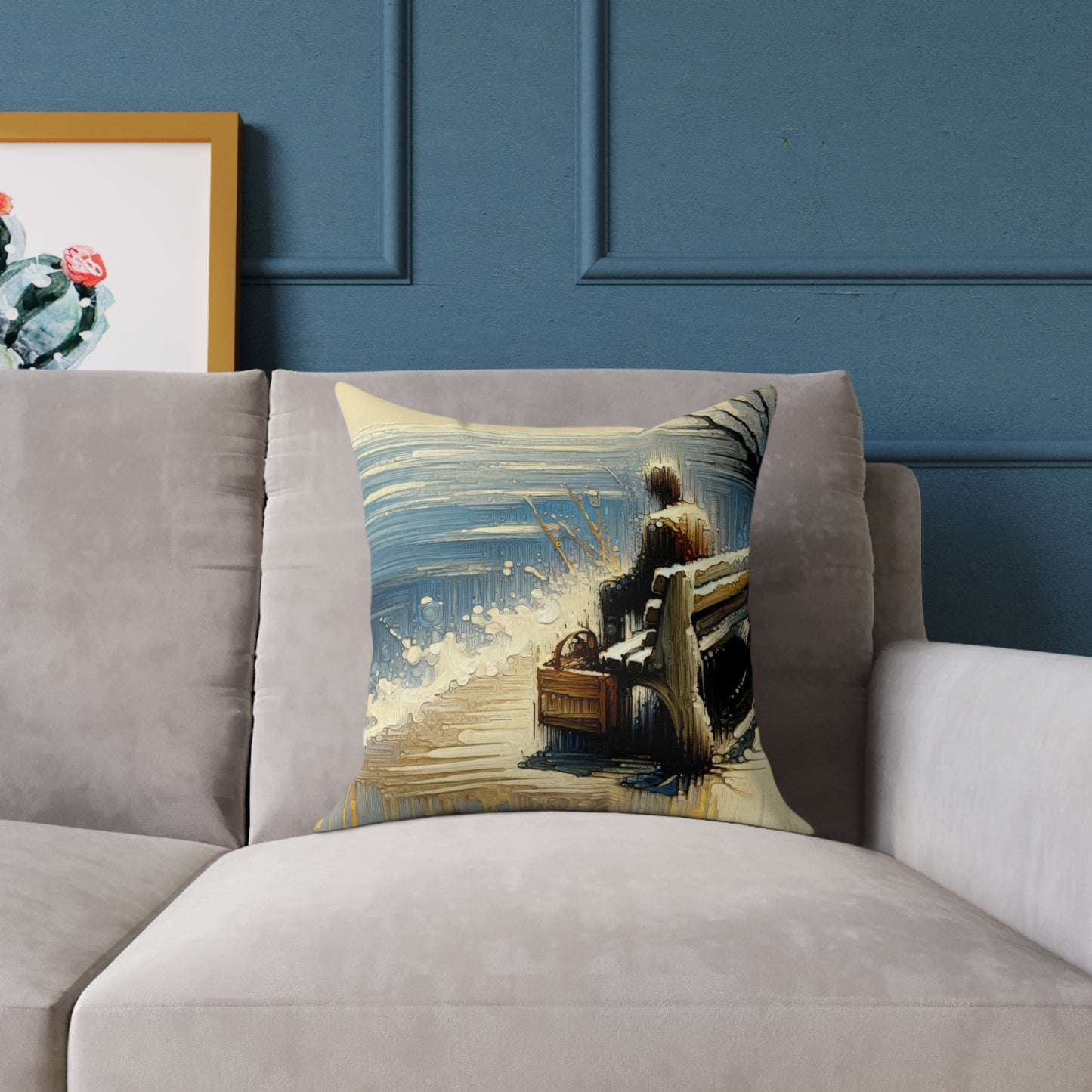 Seaside Solitude Tachism Spun Polyester Pillow