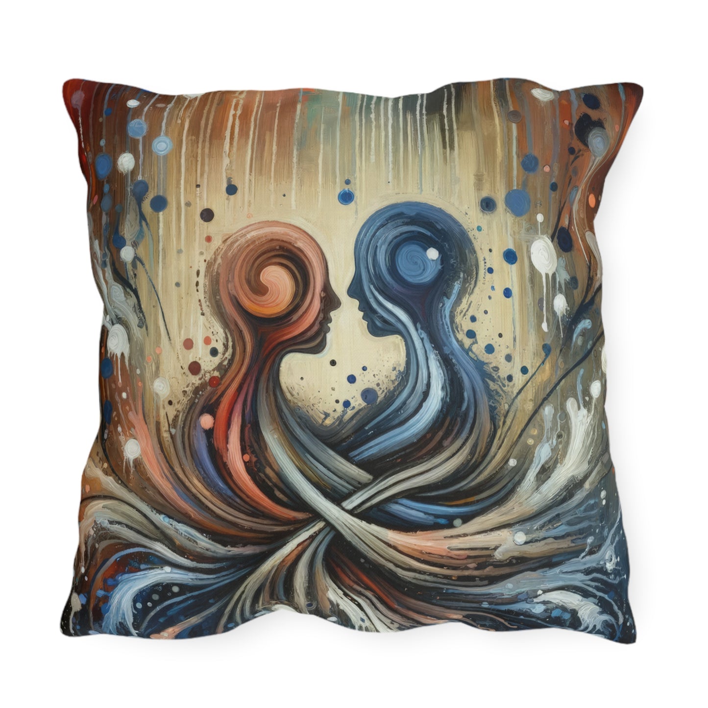 Empathic Connection Tachism Outdoor Pillows