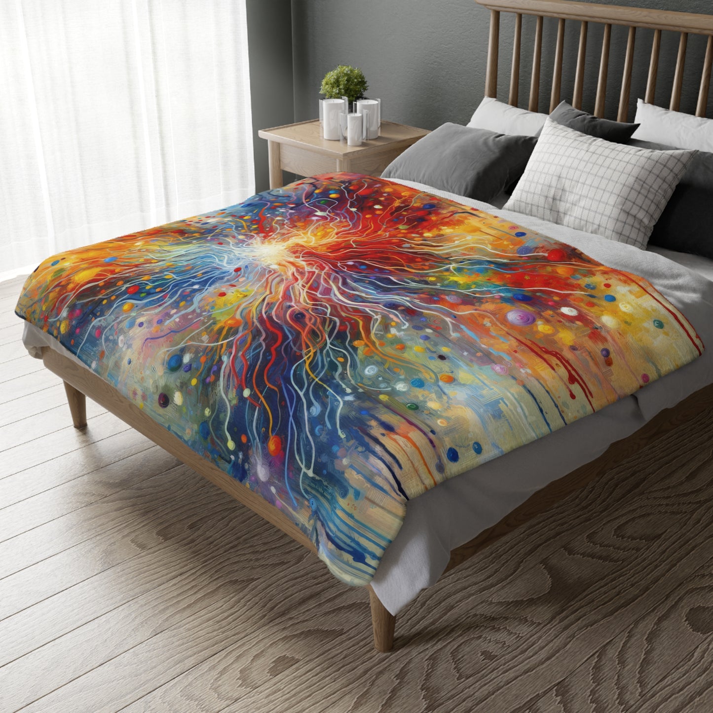 Emotive Yarn Explosion Velveteen Microfiber Blanket (Two-sided print)
