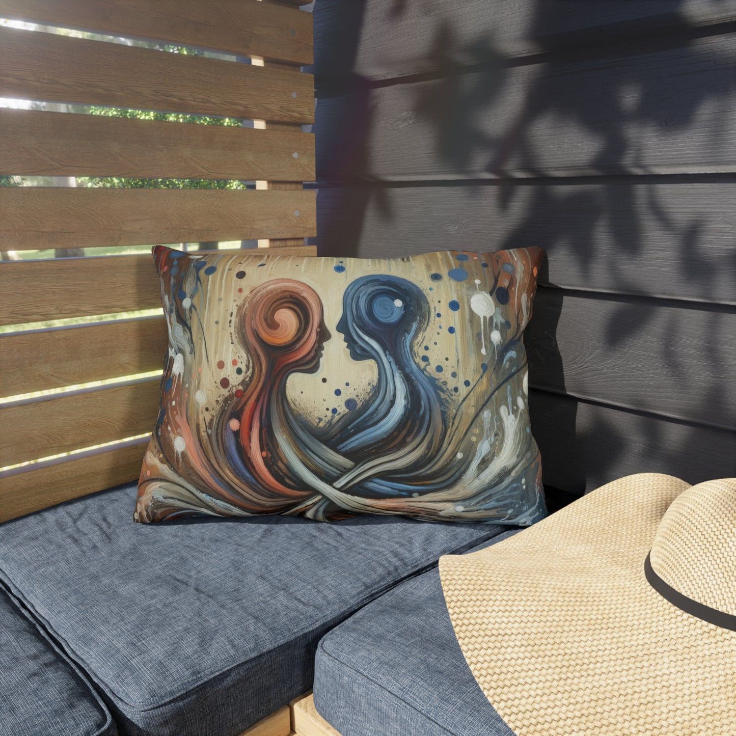 Empathic Connection Tachism Outdoor Pillows
