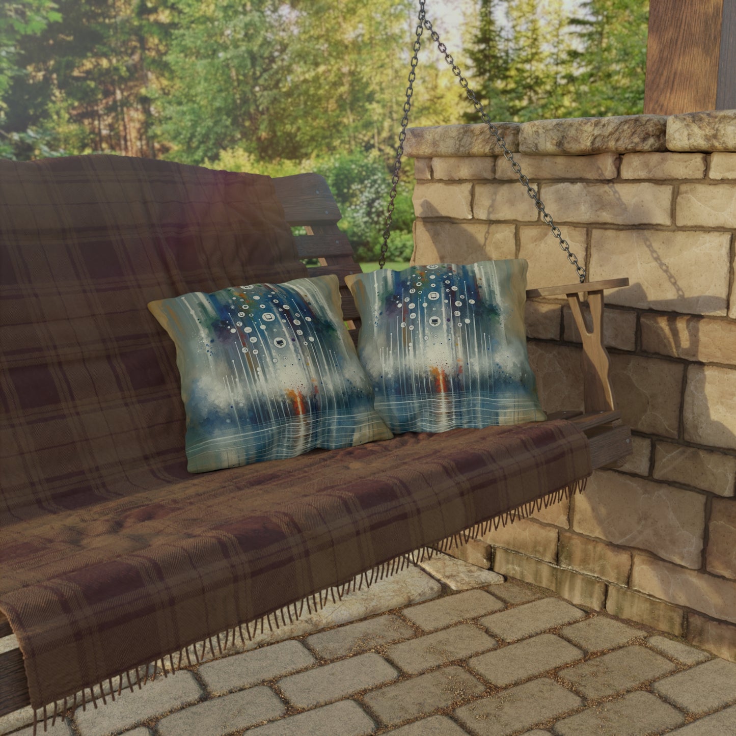 Tachism Digital Escape Outdoor Pillows