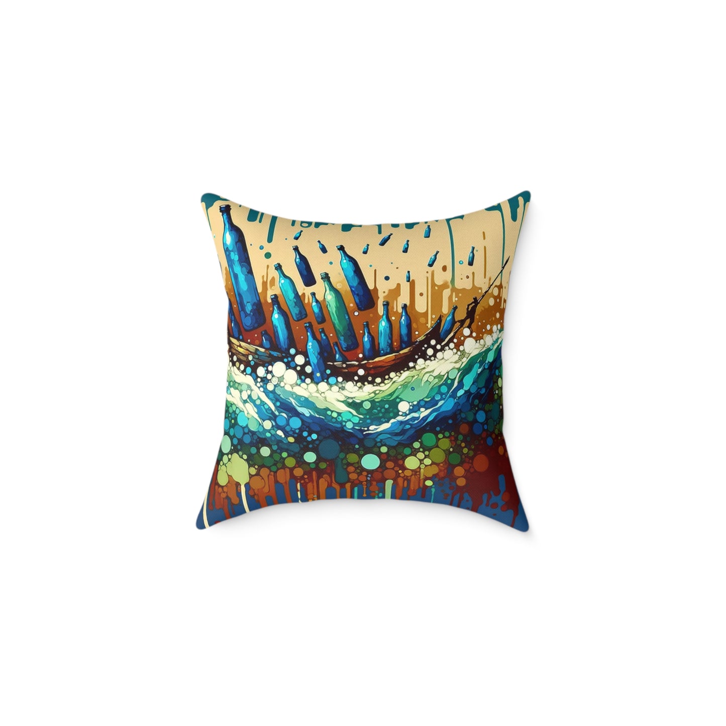Oceanic Bottle Rescue Spun Polyester Pillow