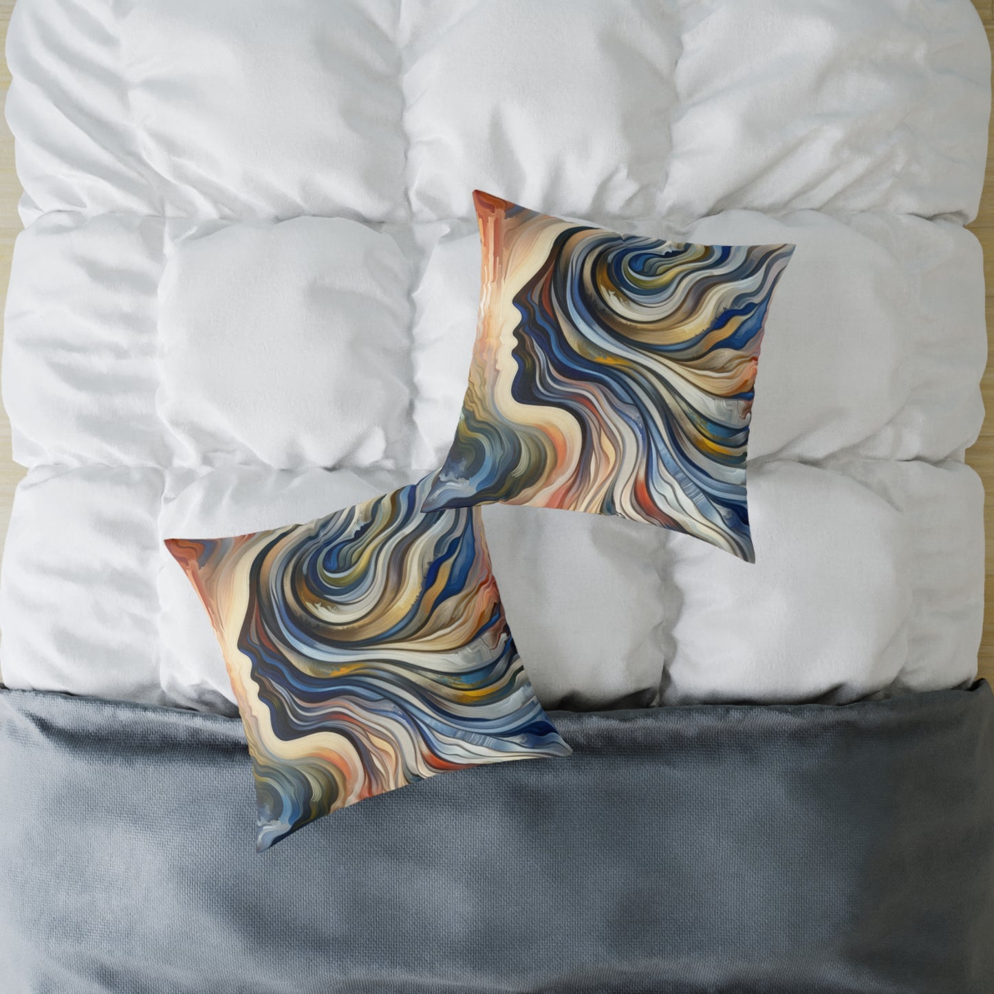 Diplomatic Emotional Currents Spun Polyester Pillow