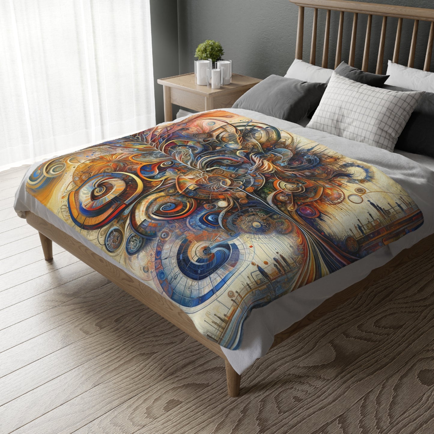 Ethos Web Abstract Velveteen Microfiber Blanket (Two-sided print)