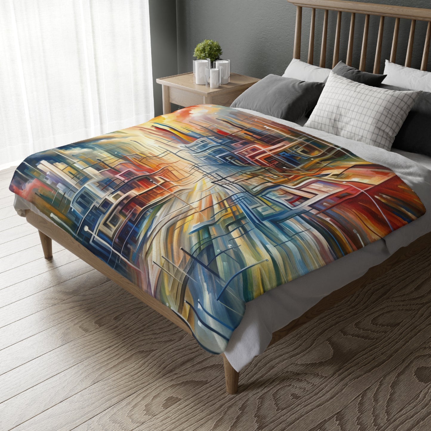 Urban Flow Interconnectedness Velveteen Microfiber Blanket (Two-sided print)