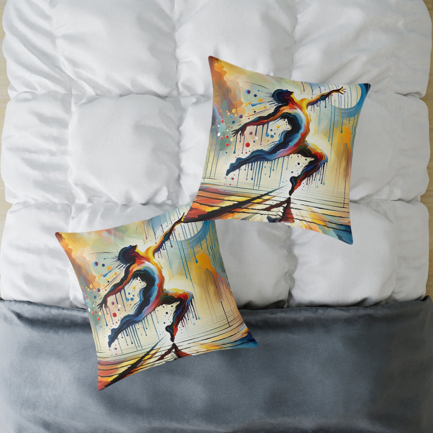 Expressive Dance Reflection Spun Polyester Pillow