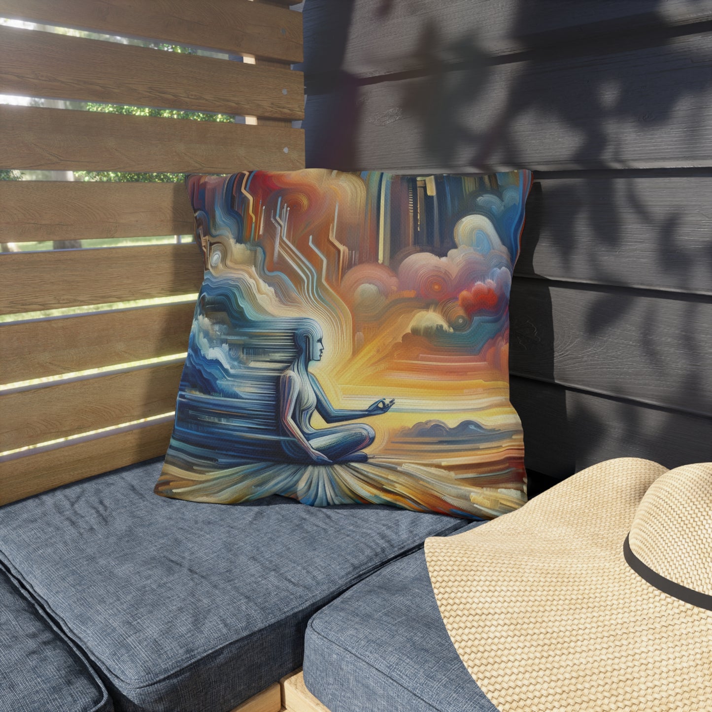 Eternal Digital Meditation Outdoor Pillows