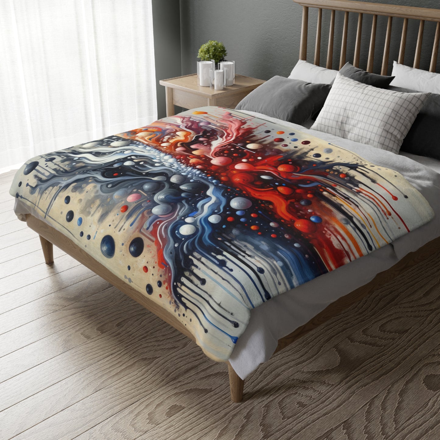 Symbiotic Exchange Abstract Velveteen Microfiber Blanket (Two-sided print)