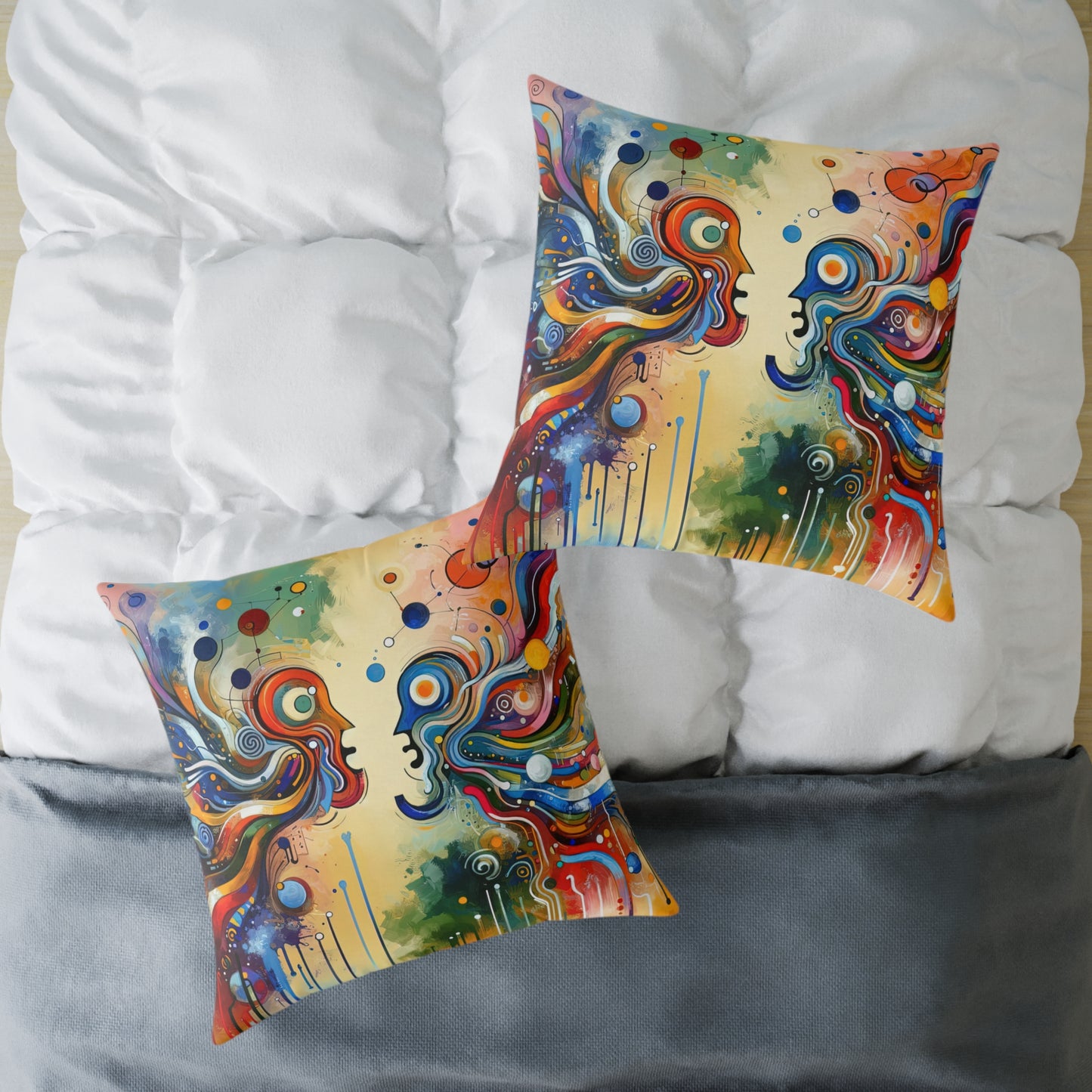 Conversational Catalyst Tachism Spun Polyester Pillow