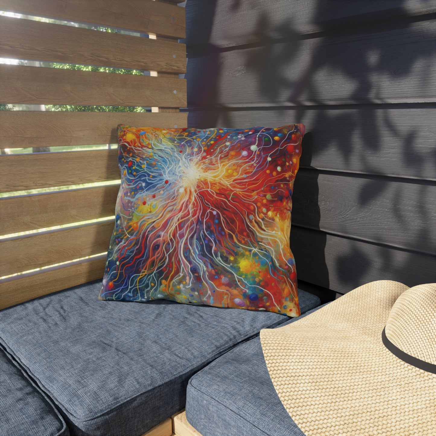 Emotive Yarn Explosion Outdoor Pillows