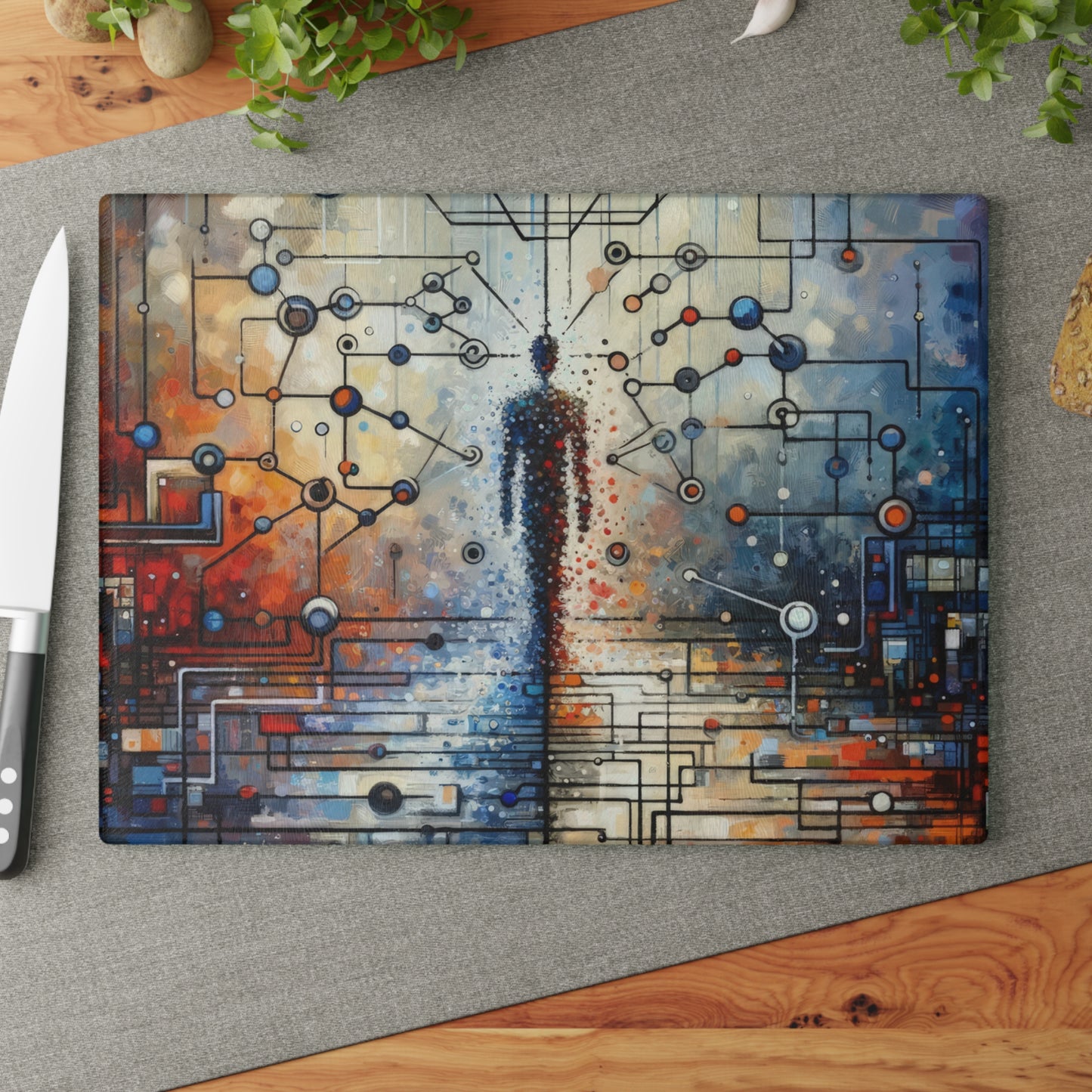Technological Connectivity Bridge Glass Cutting Board