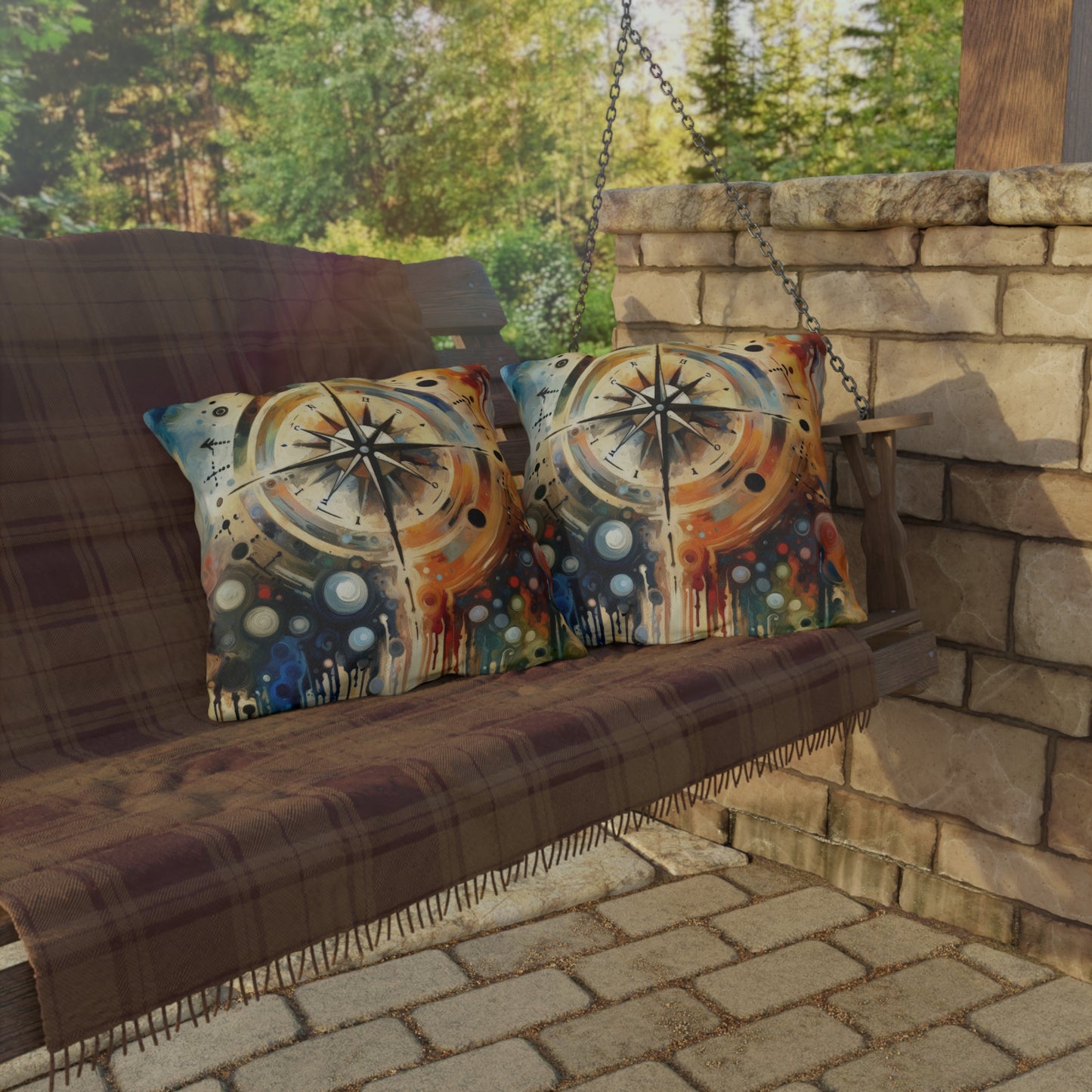 Guidance Abstract Compass Outdoor Pillows