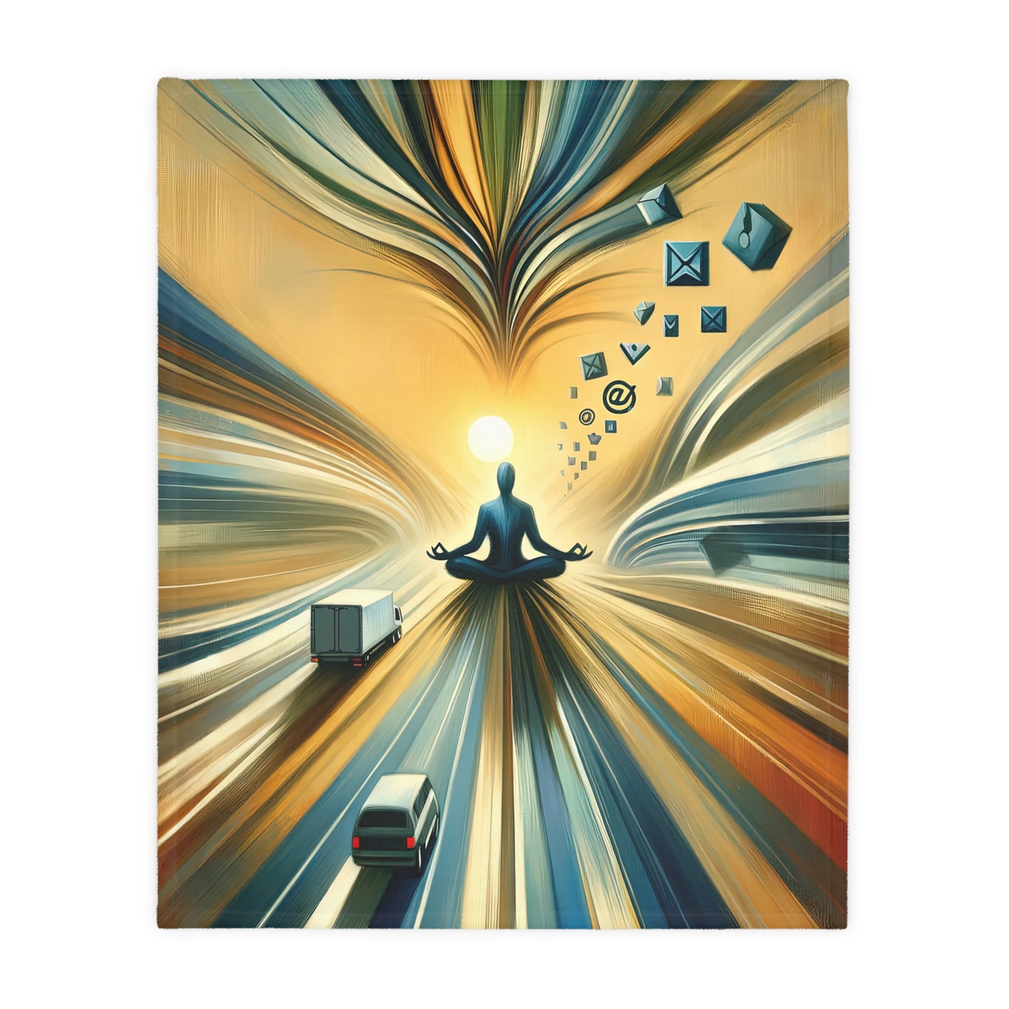 Meditative Commute Flow Velveteen Microfiber Blanket (Two-sided print)
