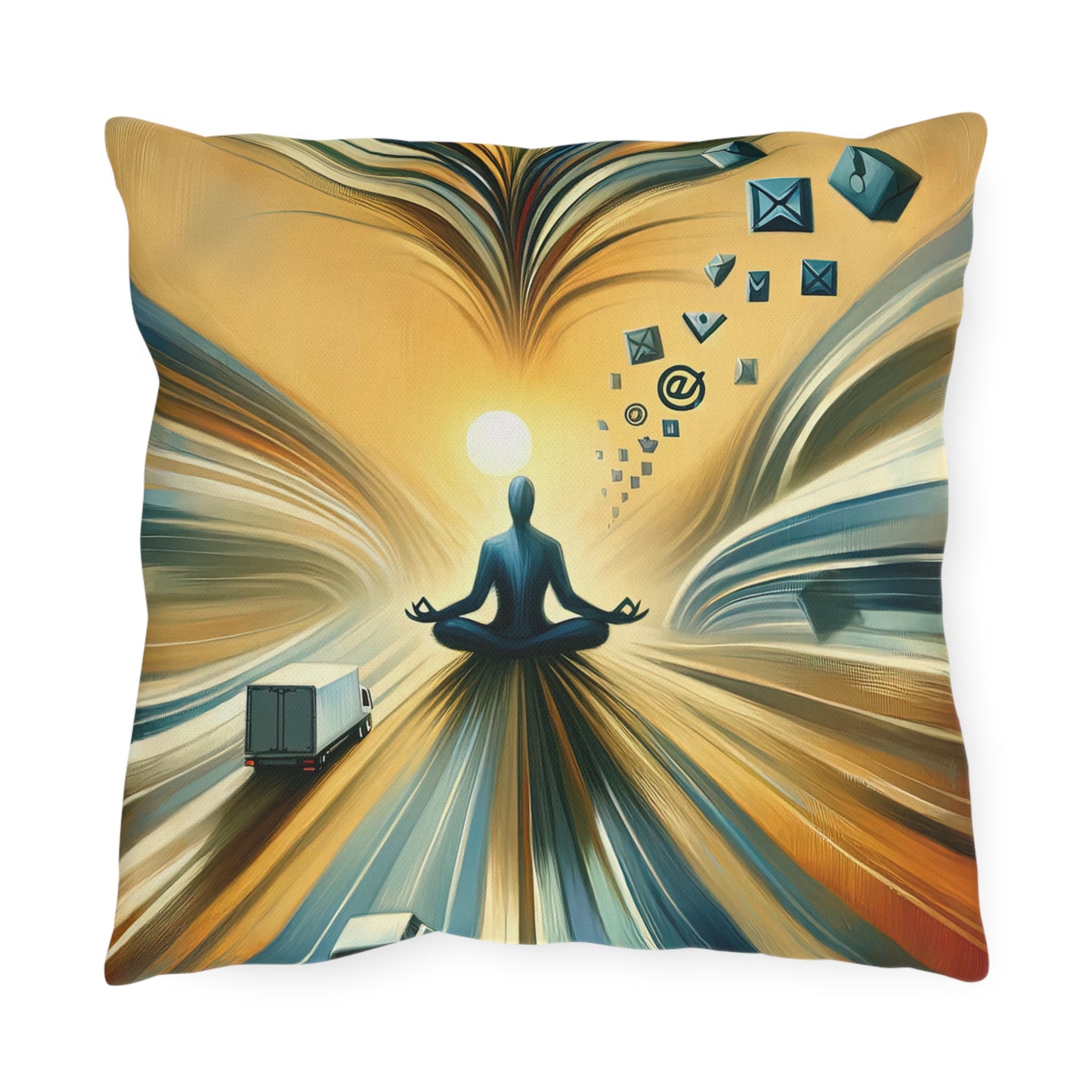 Meditative Commute Flow Outdoor Pillows