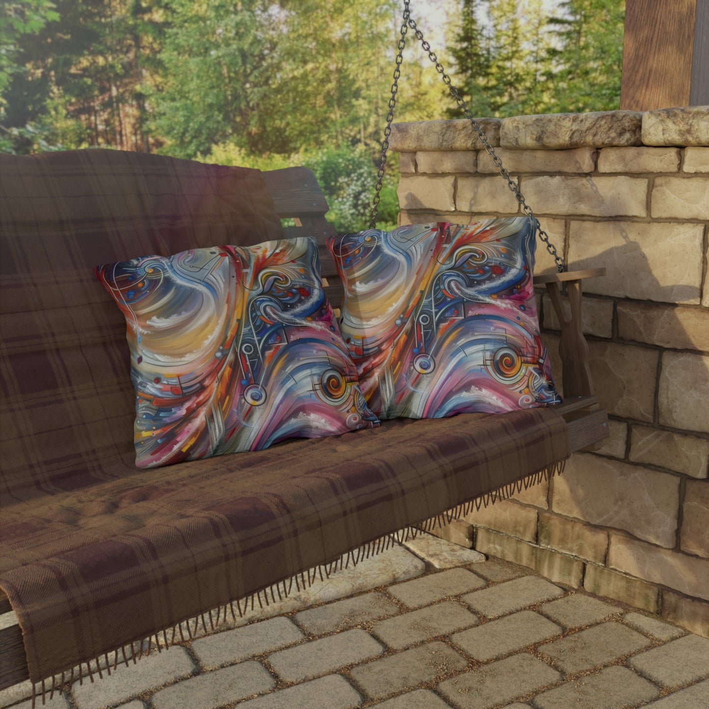 Interconnectivity Tachism Dynamics Outdoor Pillows