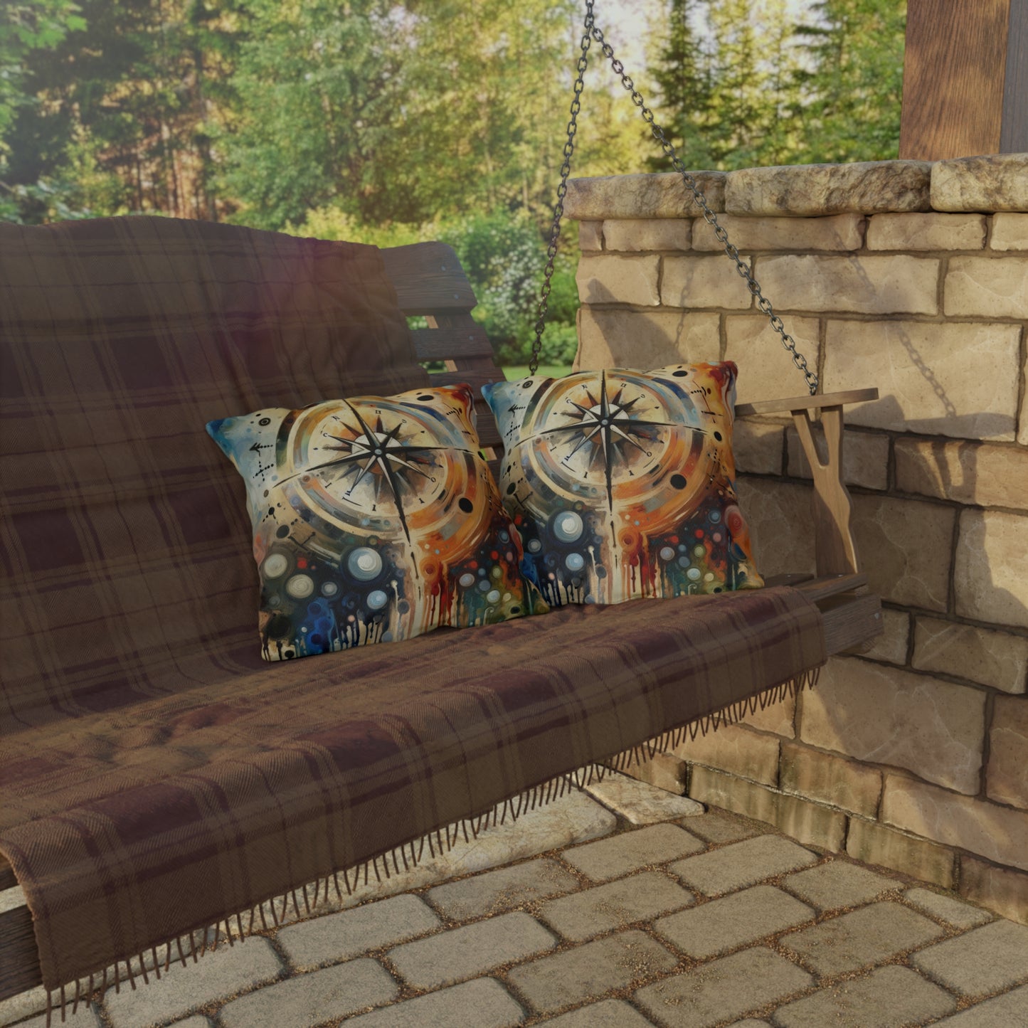 Guidance Abstract Compass Outdoor Pillows